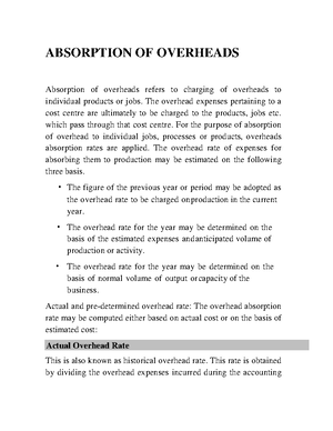Procedure for Accounting and Control of Overheads - Where such a ...
