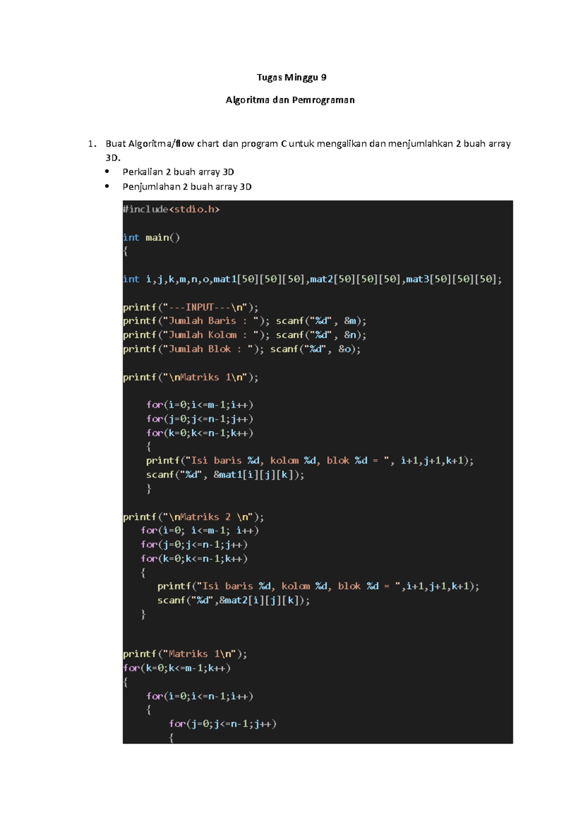 Array - matrix multiplication and check majors student coding - Tugas ...