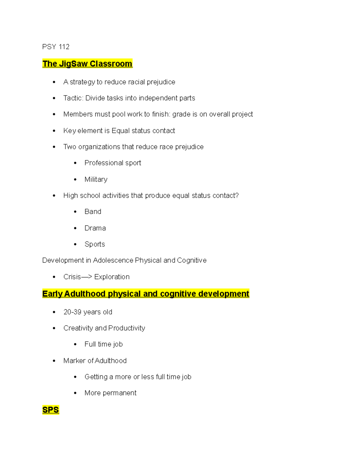 PSY 112 DAY10 - Lifespan Development - PSY 112 The JigSaw Classroom A ...