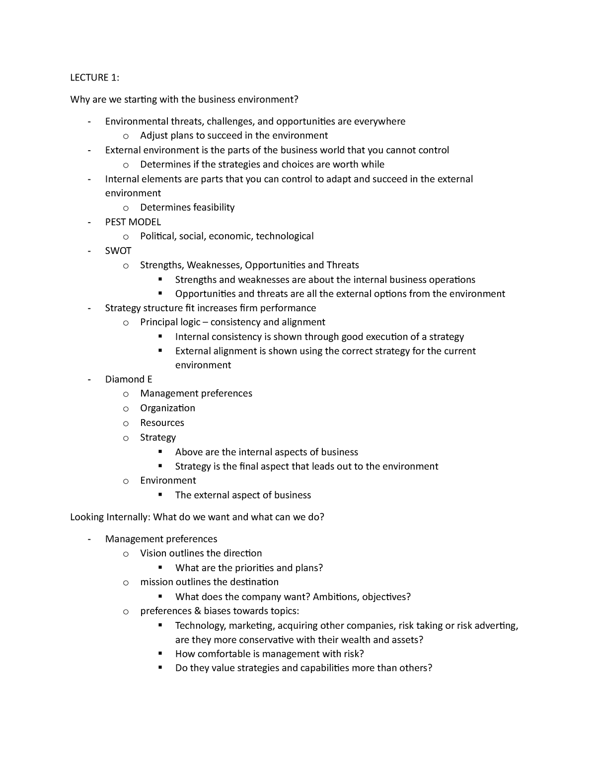 BU 111 Lecture 1 Notes - LECTURE 1: Why are we starting with the ...