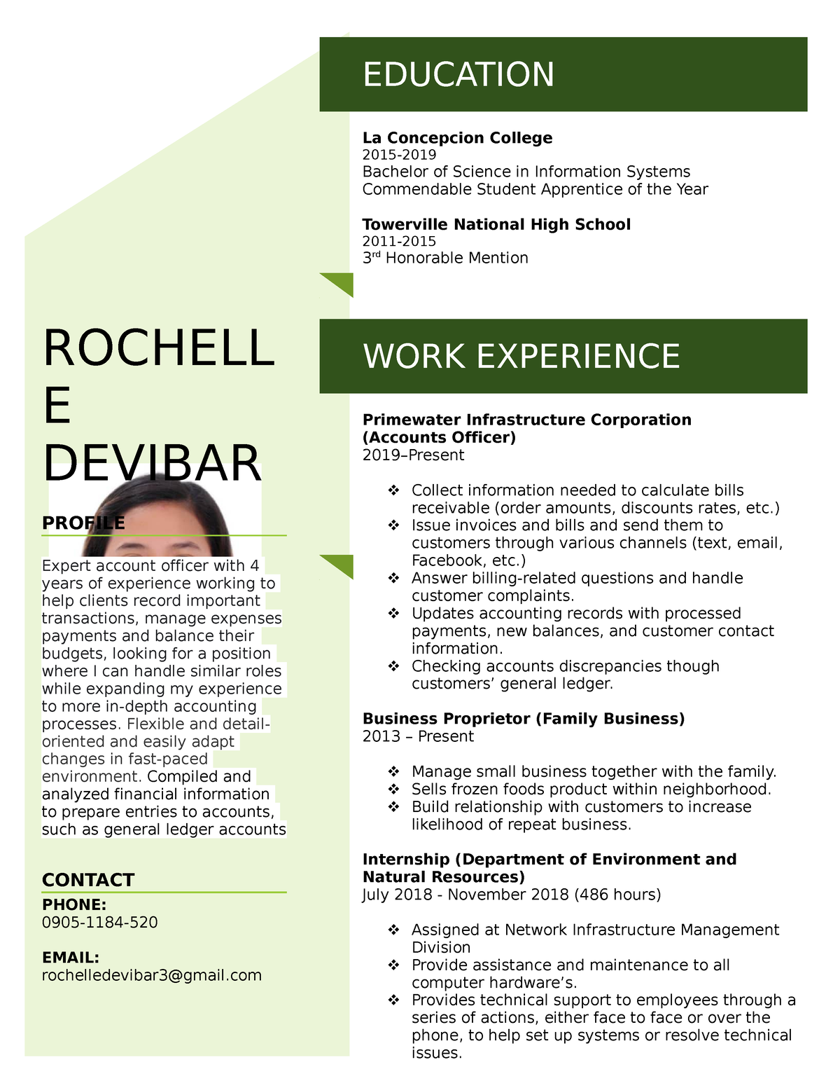 Resume bess - adadadfa - EDUCATION La Concepcion College 2015- Bachelor ...