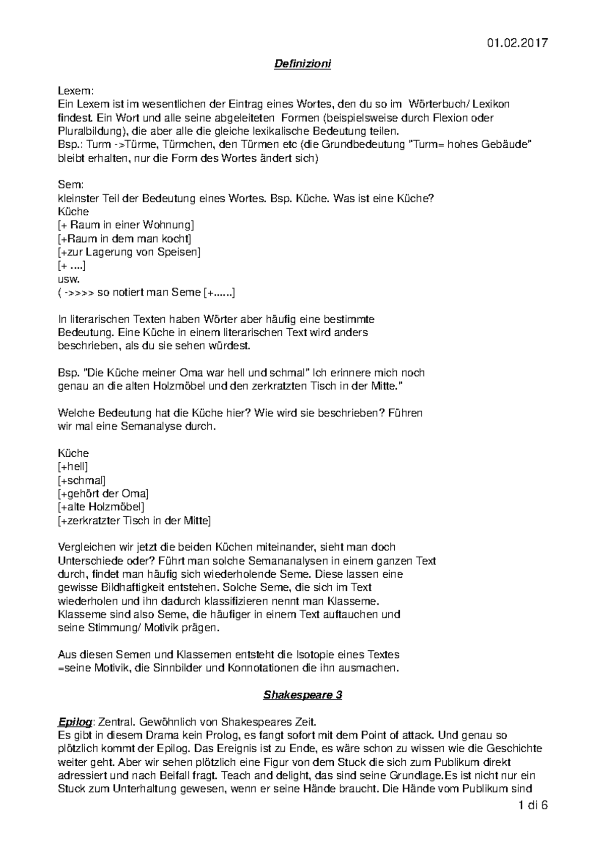 Shakespeare The tempest TEIL 3 Definizioni Lexem Ein Lexem ist im