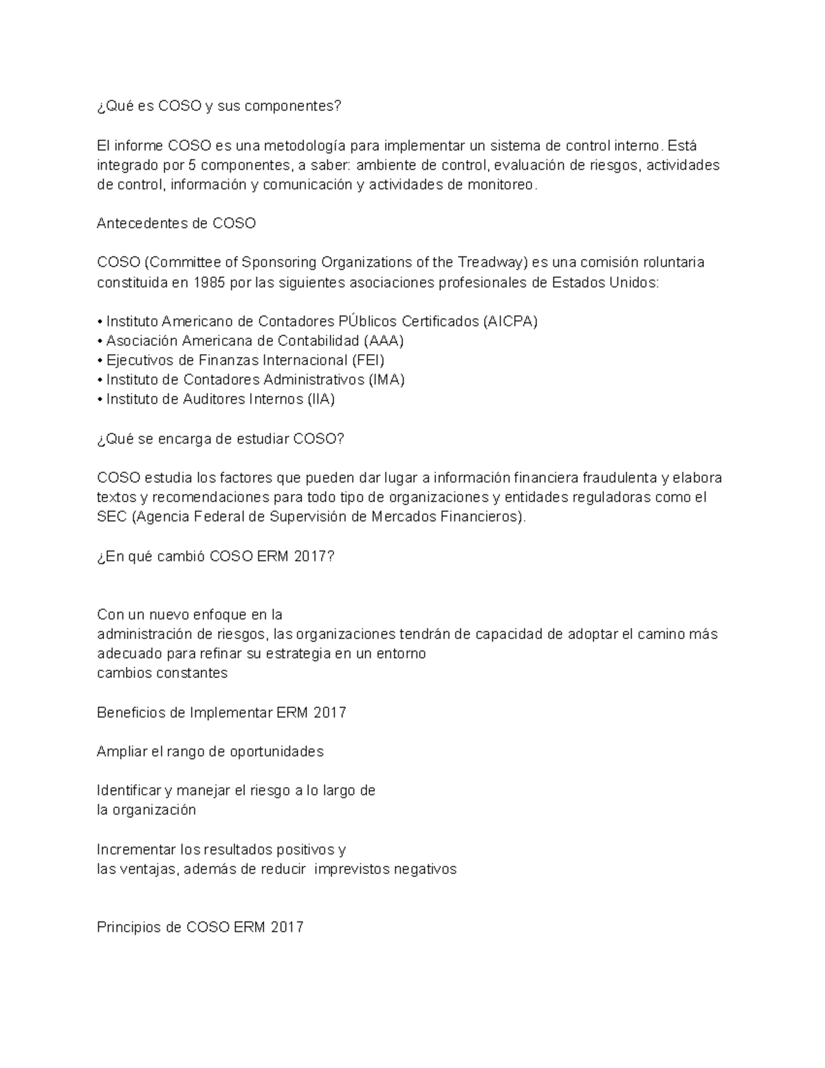 Resumen del COSO - e, vv.o - ¿Qué es COSO y sus componentes? El informe ...