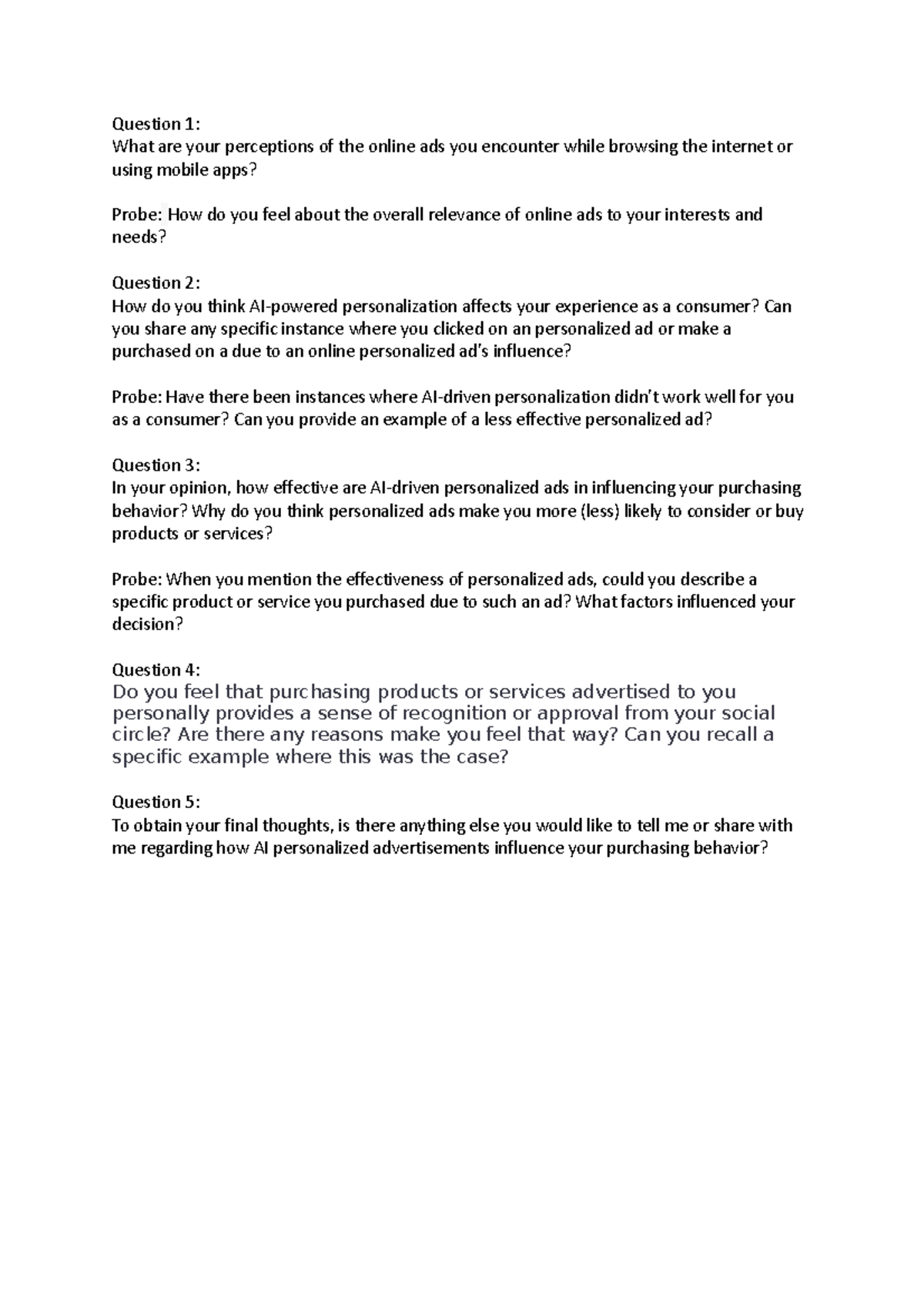 Interview questions - Question 1: What are your perceptions of the ...