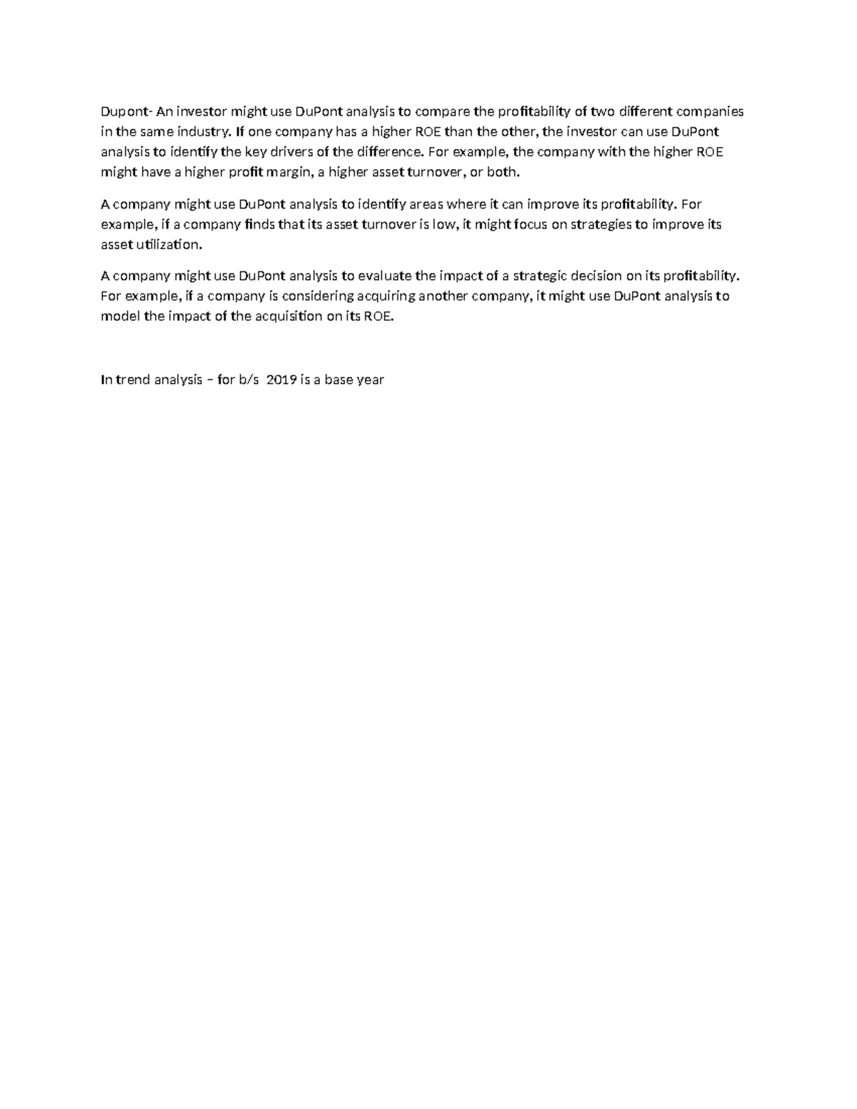 Analysis - Dupont- An investor might use DuPont analysis to compare the ...