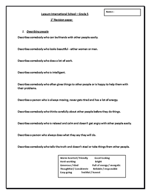 English - Grade 9 - Second Term Test 2022 - Kotmale Zone - Fill in the ...