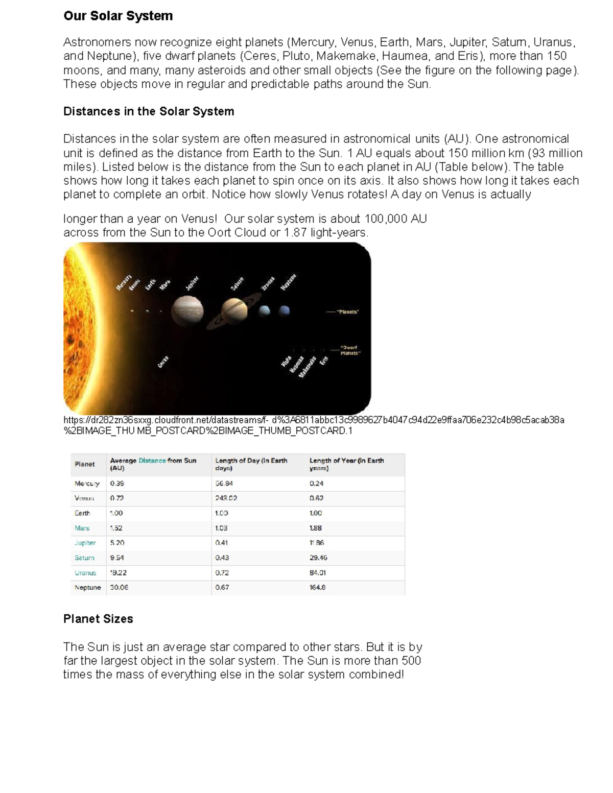 Our Solar System - Astronomers now recognize eight planets (Mercury ...