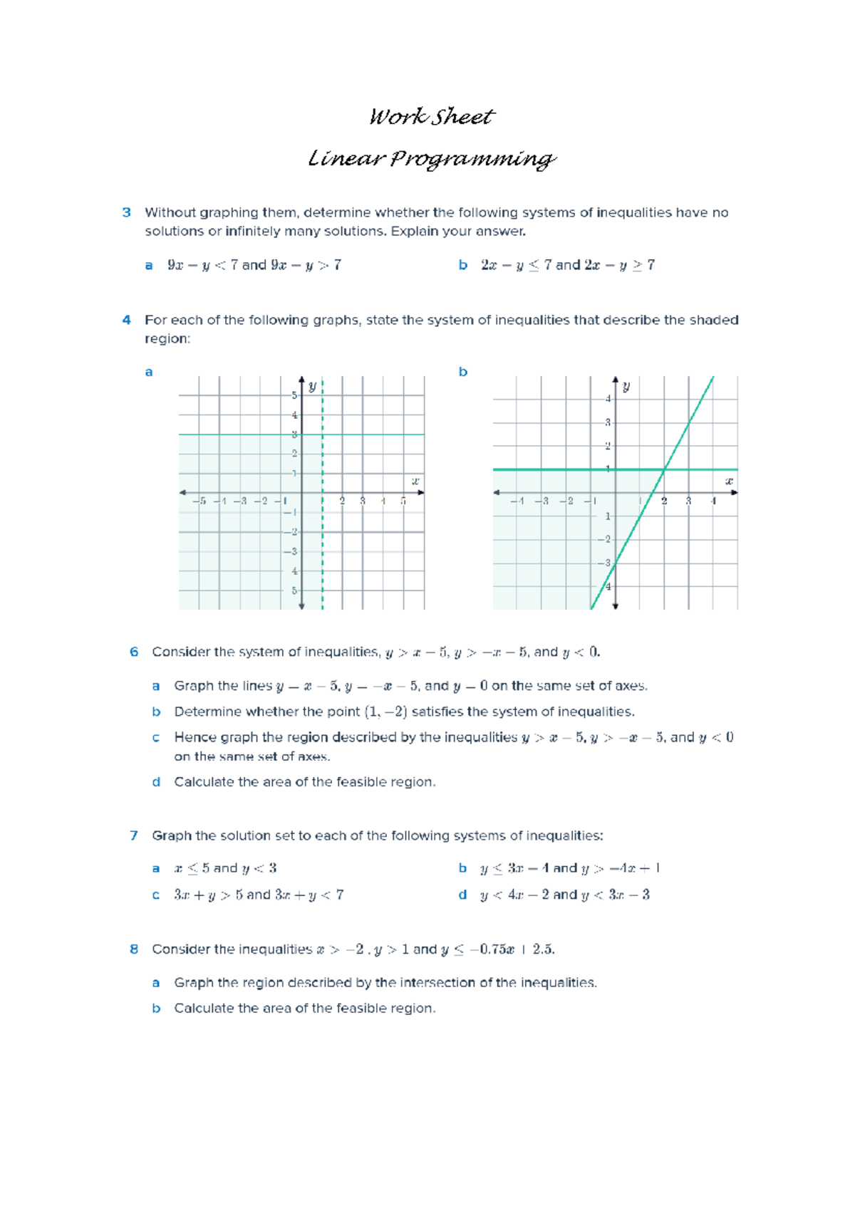 Work Sheet linnear programming - WorkSheet Linear Programming 3 Without ...