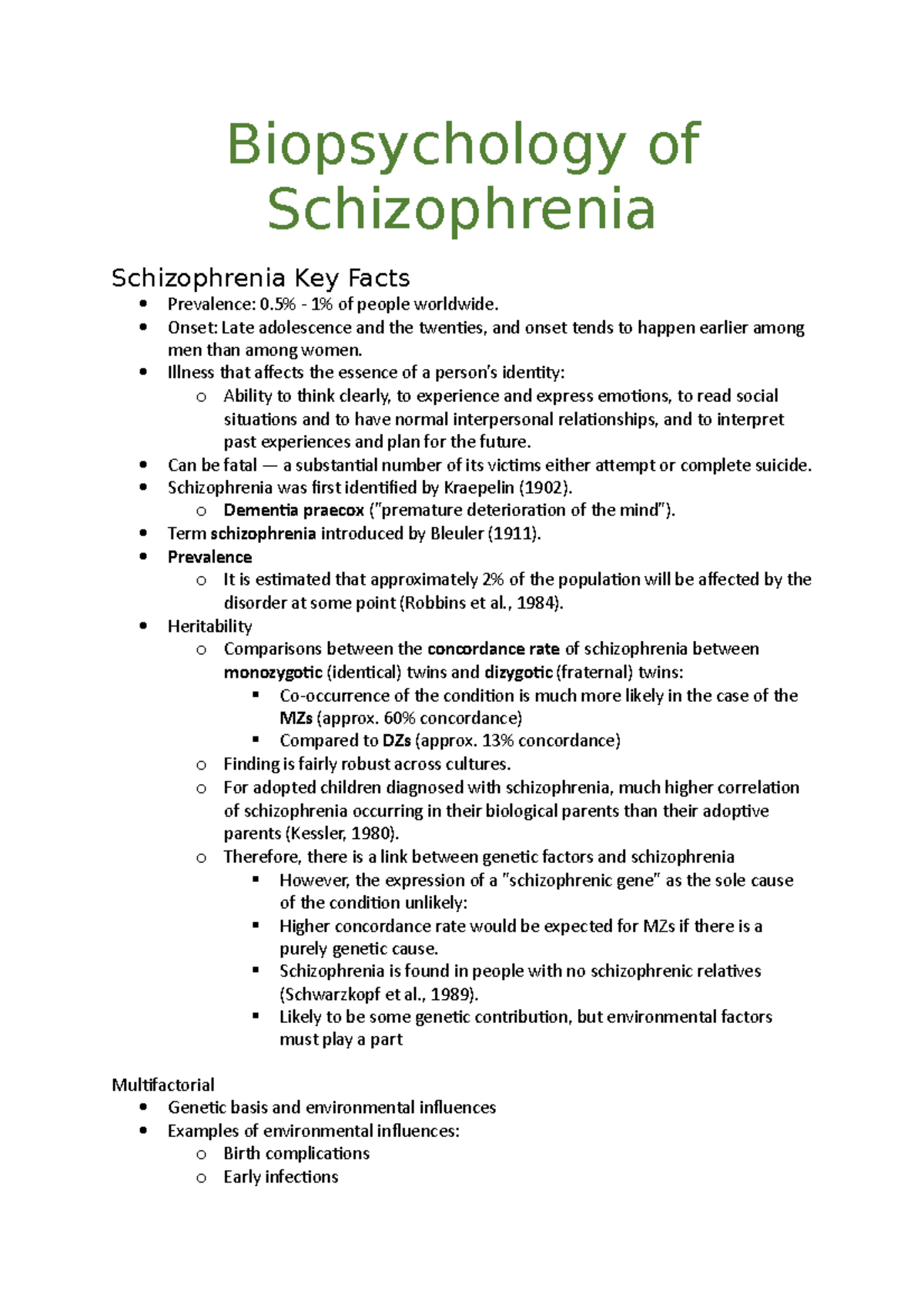 Biopsychology of Schizophrenia - Biopsychology of Schizophrenia ...