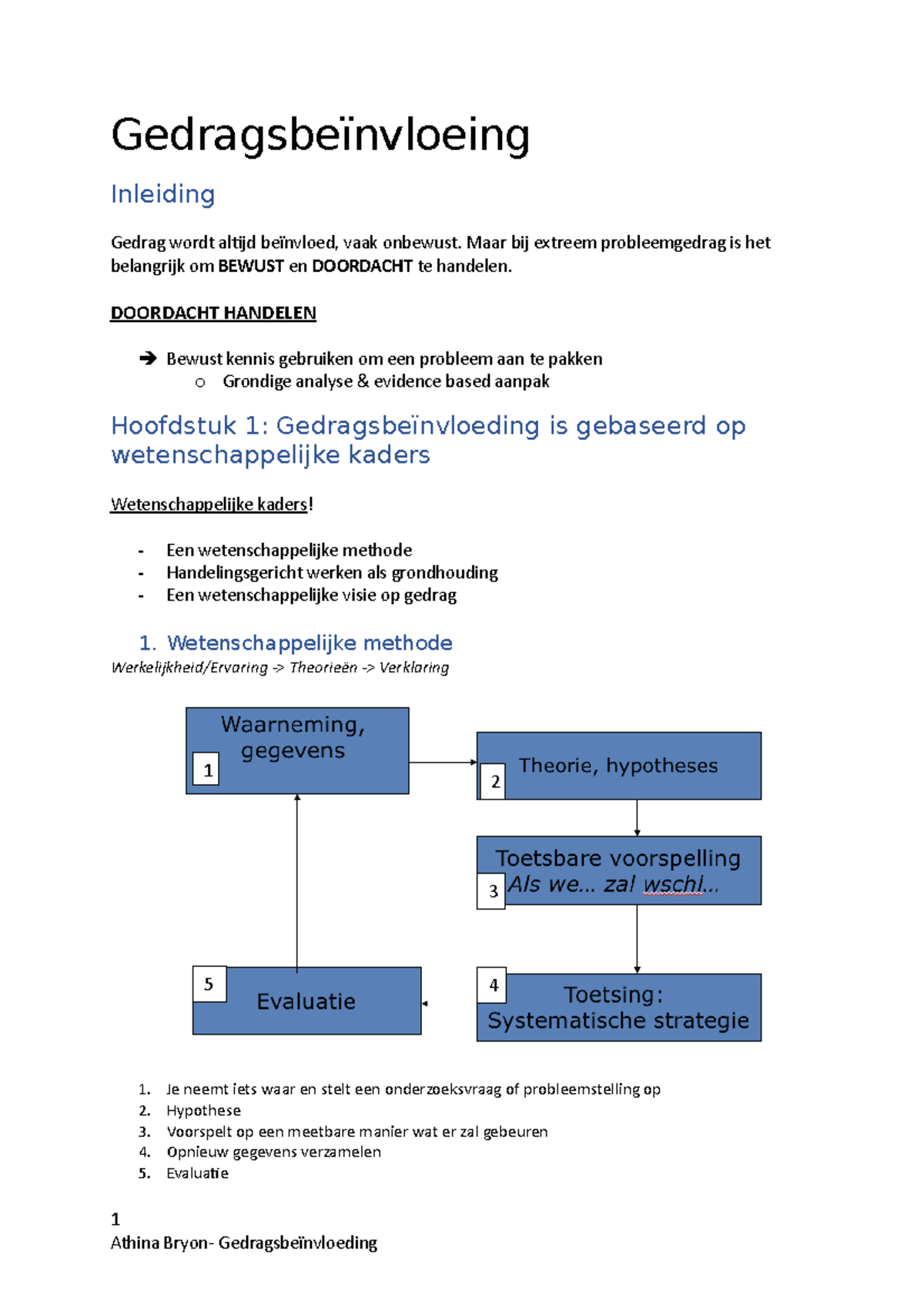 Samenvatting Gedrags Hoofdstuk 1 - Inleiding Gedrag Wordt Altijd Vaak ...