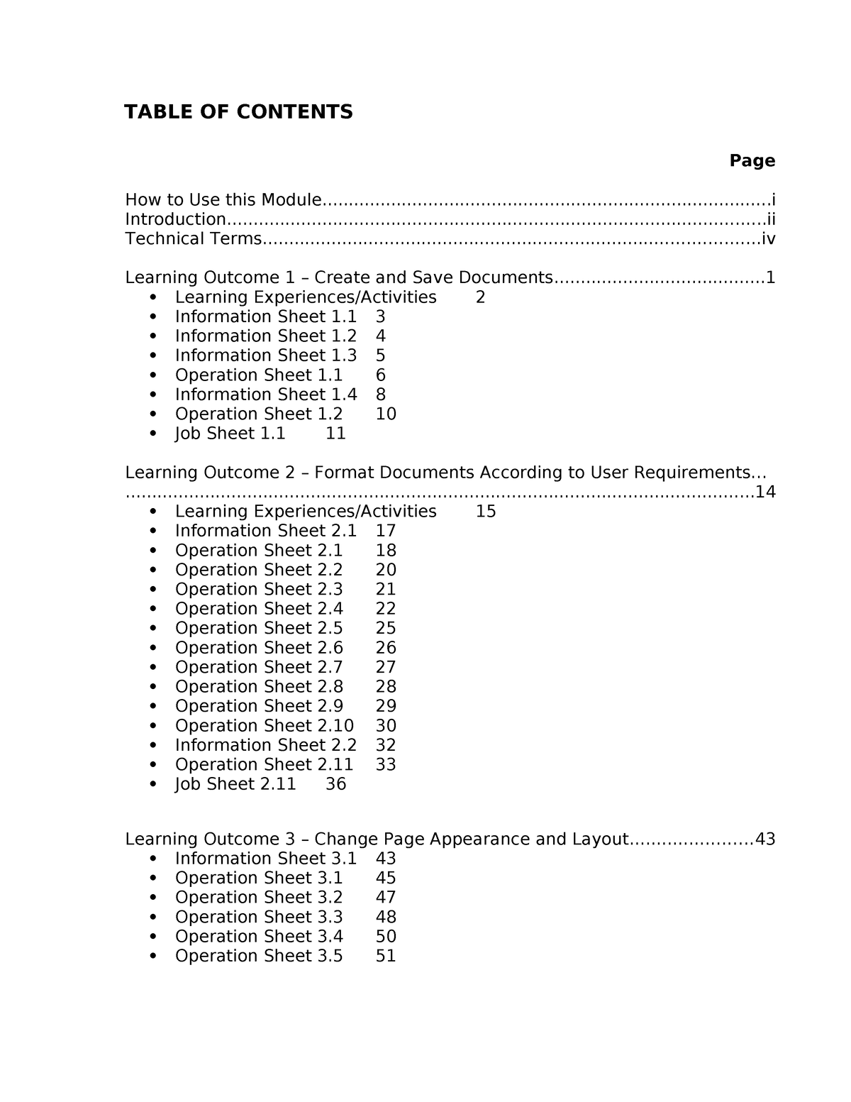 Table of contents word further exam TABLE OF CONTENTS Page How to