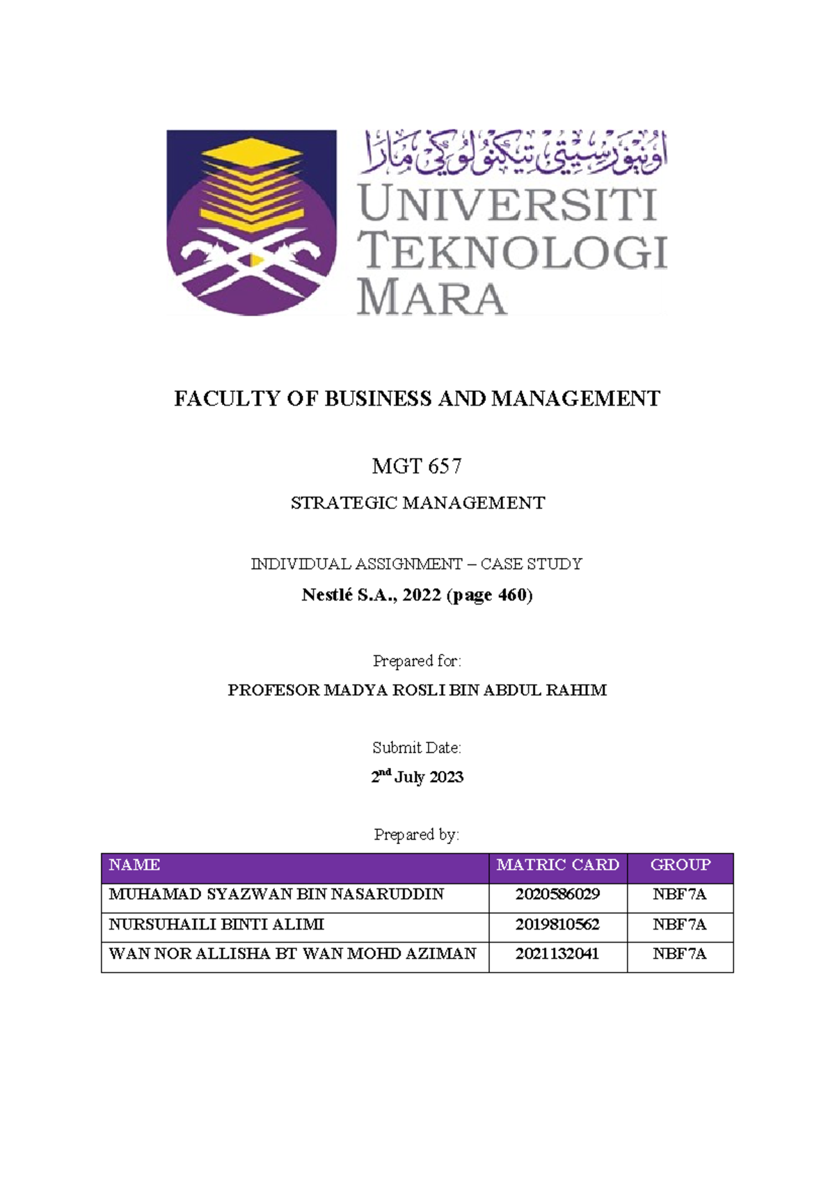 mgt657 group assignment nestle