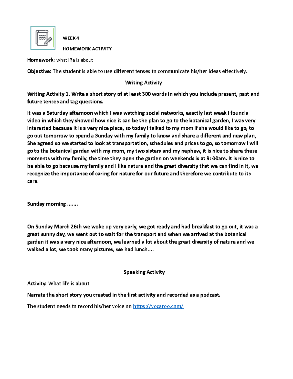 Week 4 Task Ingles Week 4 Week 4 Homework Activity Homework What