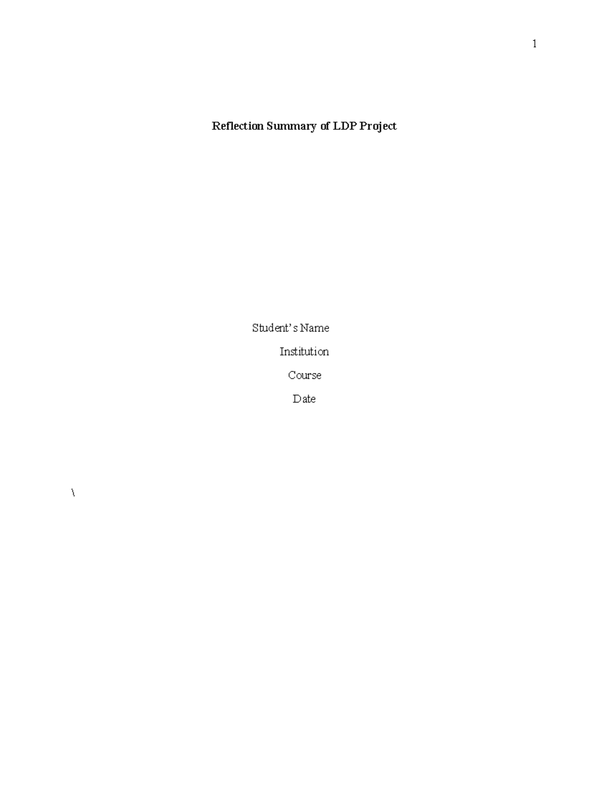 Step 5 Project subm - shared - Reflection Summary of LDP Project ...