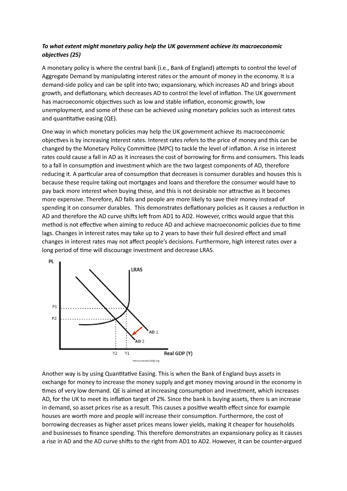 structure of a 25 marker economics essay