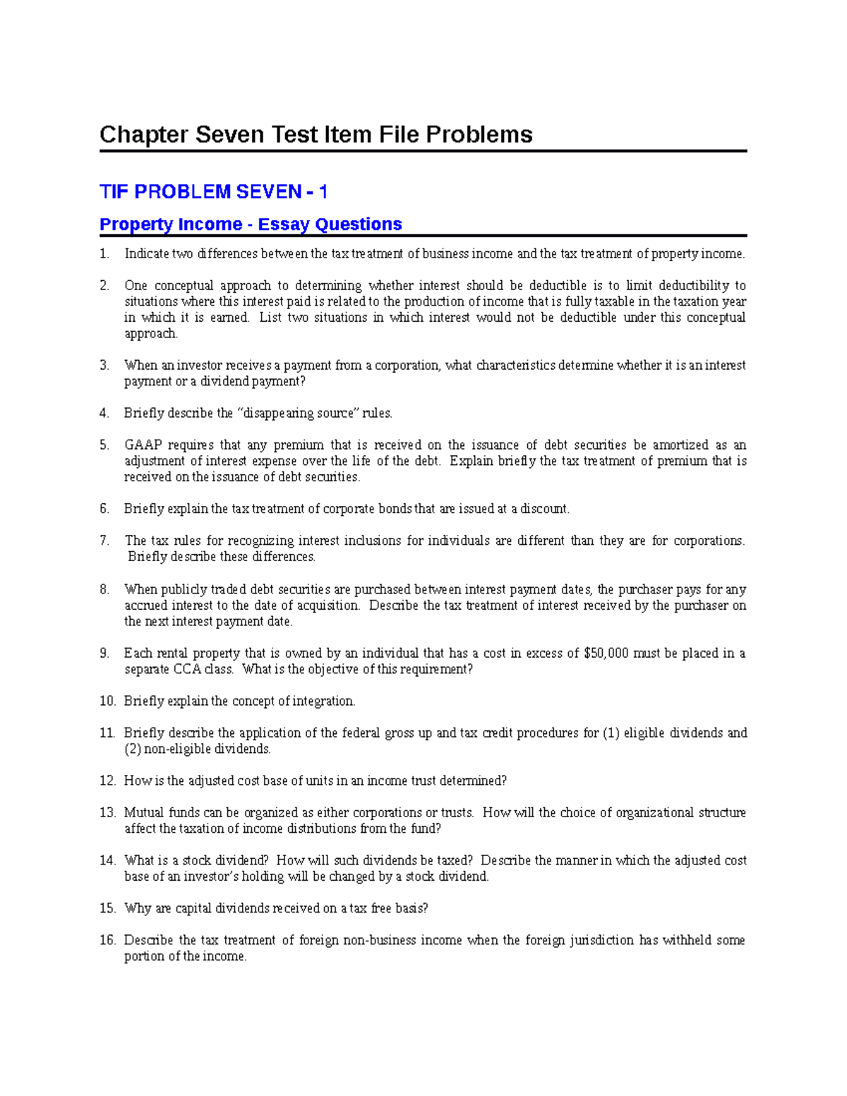 Ch7 Test Bank Answers And Solutions Chap 7 - Chapter Seven Test Item ...