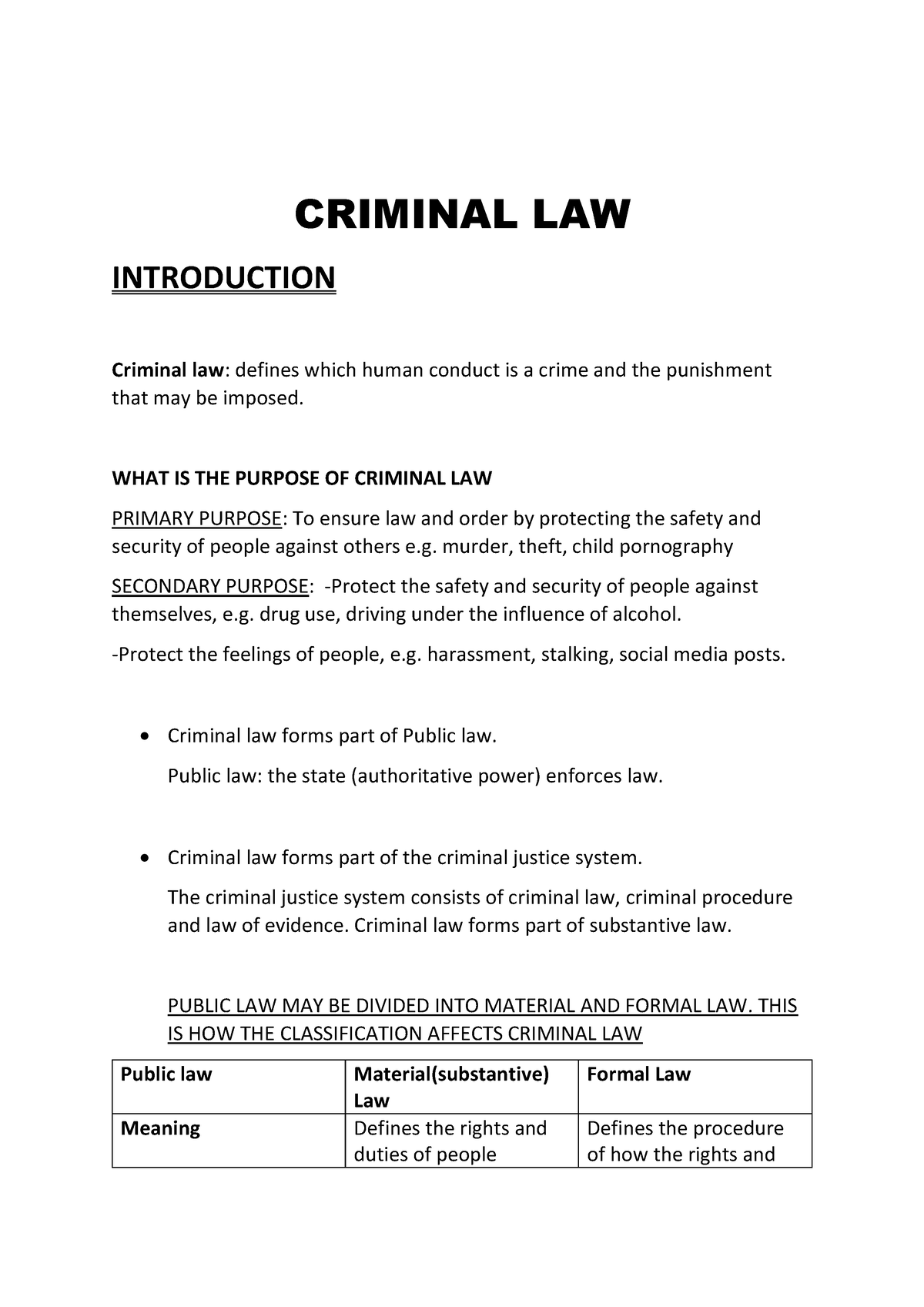 Criminal Law Study Notes - CRIMINAL LAW INTRODUCTION Criminal Law ...