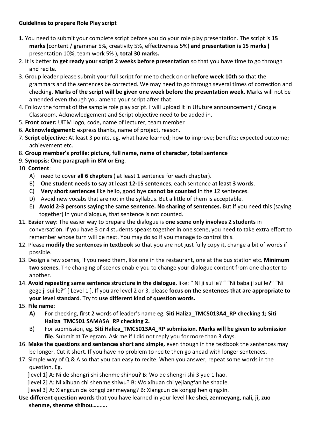 Script NOTES Guidelines To Prepare Role Play Script 1 You Need To 