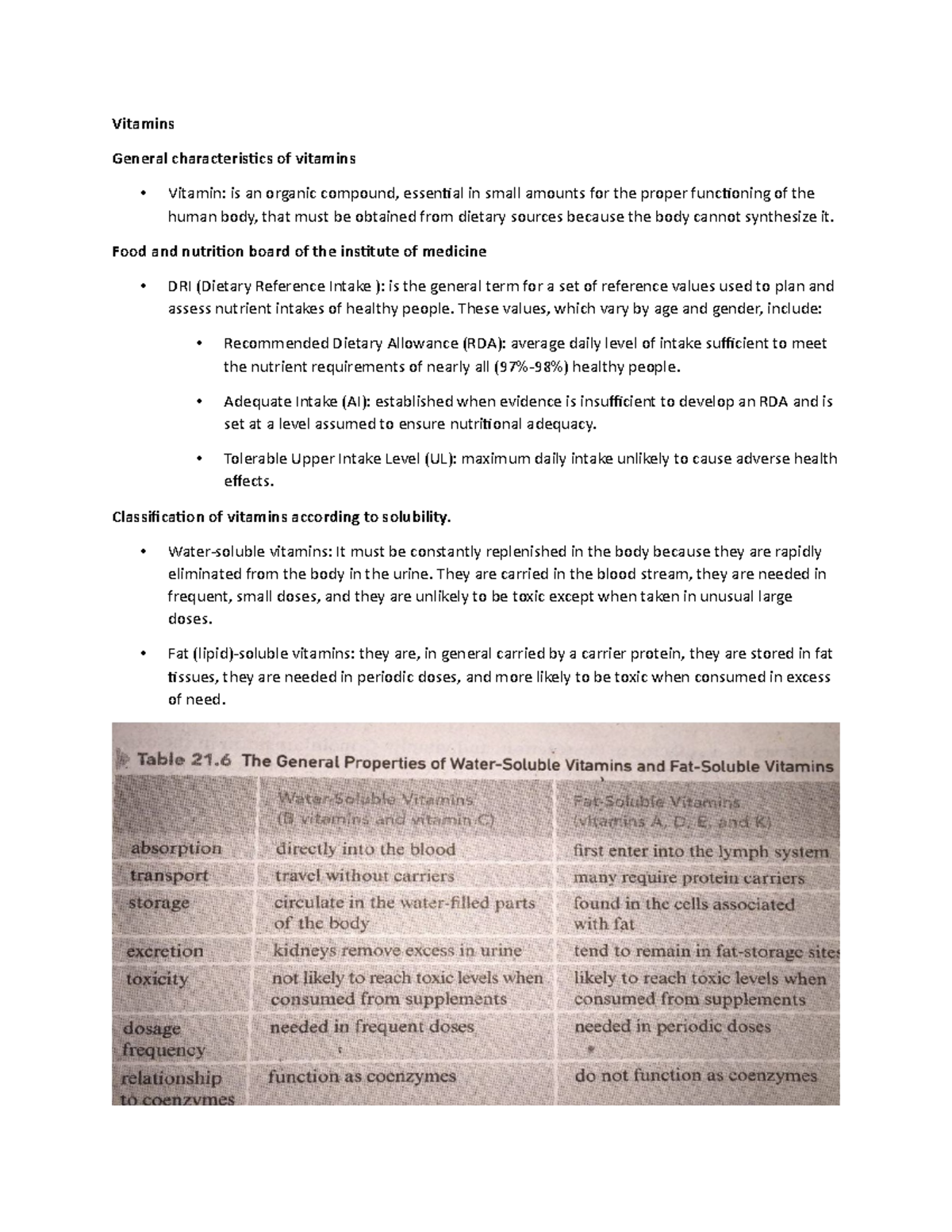 Vitamins Food And Nutrition Board Of The Institute Of Medicine Dri Dietary Reference Intake Is Studocu