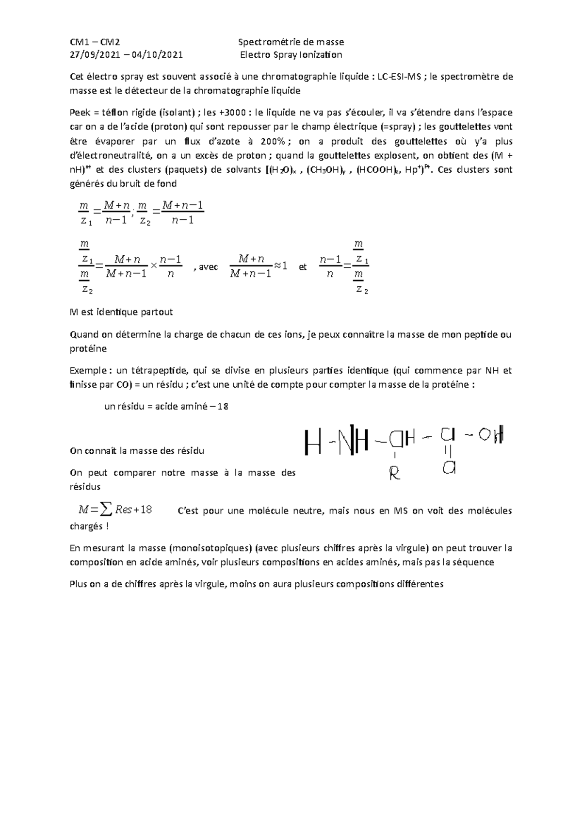 ESI - Notes de cours 1, 2 - Biochimie Structurale - UPS - Studocu