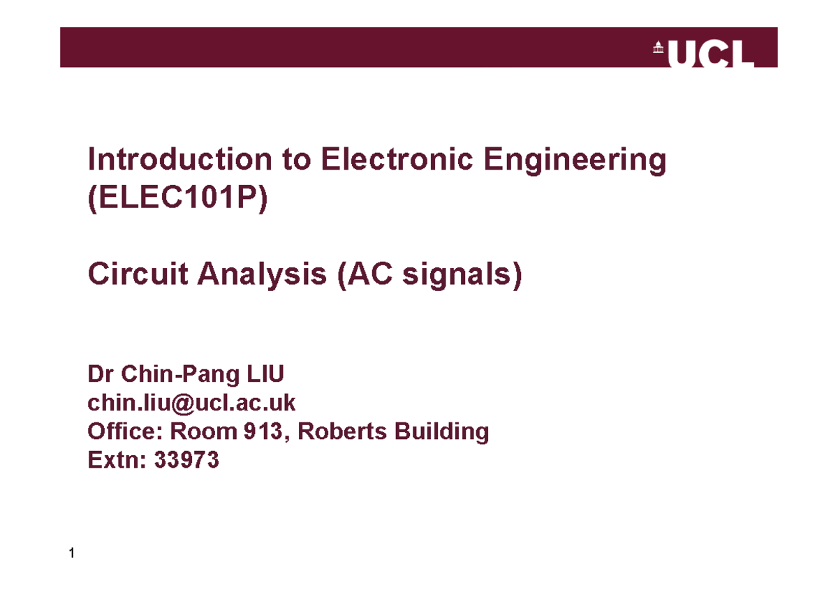 ELEC101P AC Signals Lecture notes 13 UCL StuDocu