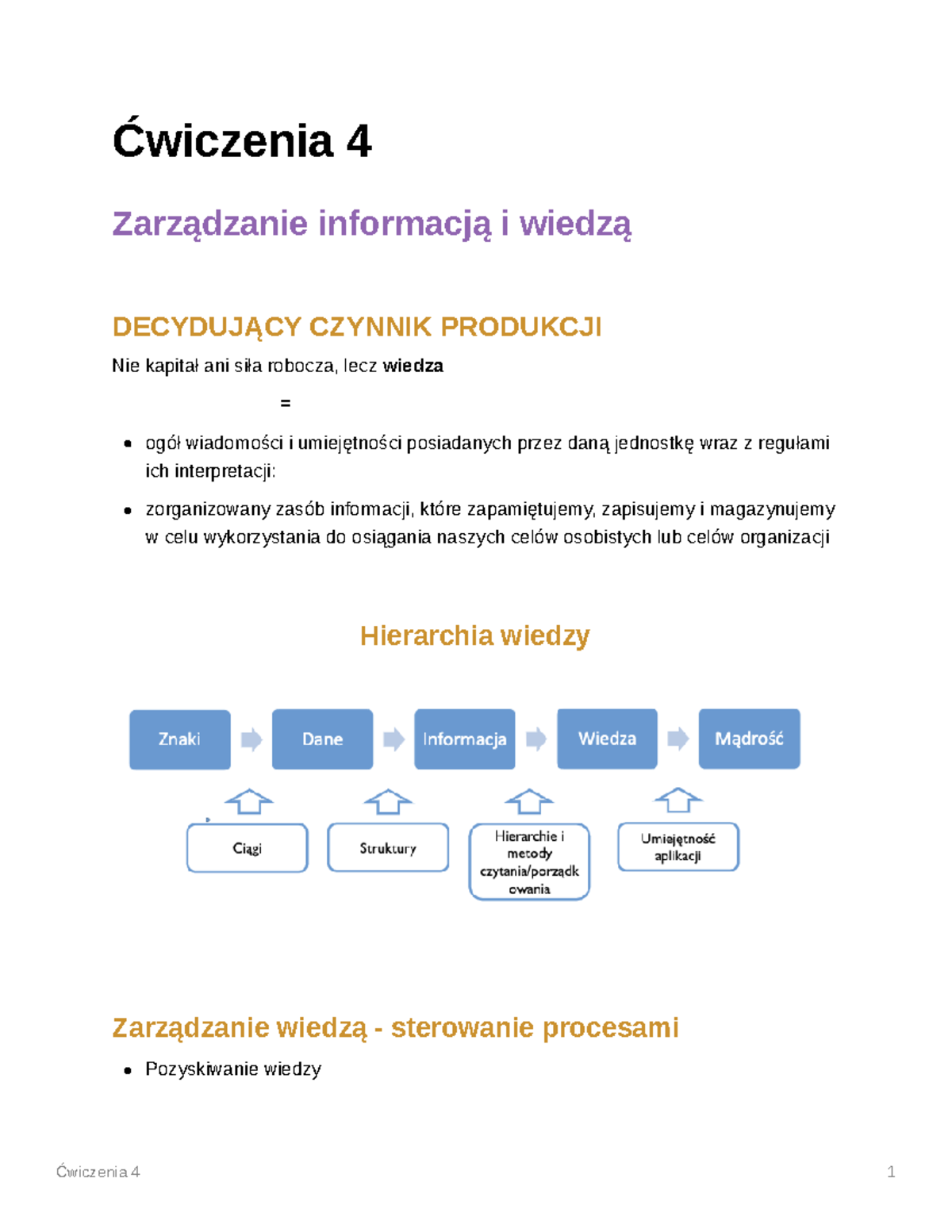 Wiczenia 4 - Notatki Z Prezentacji - Ćwiczenia 4 Zarządzanie Informacją ...