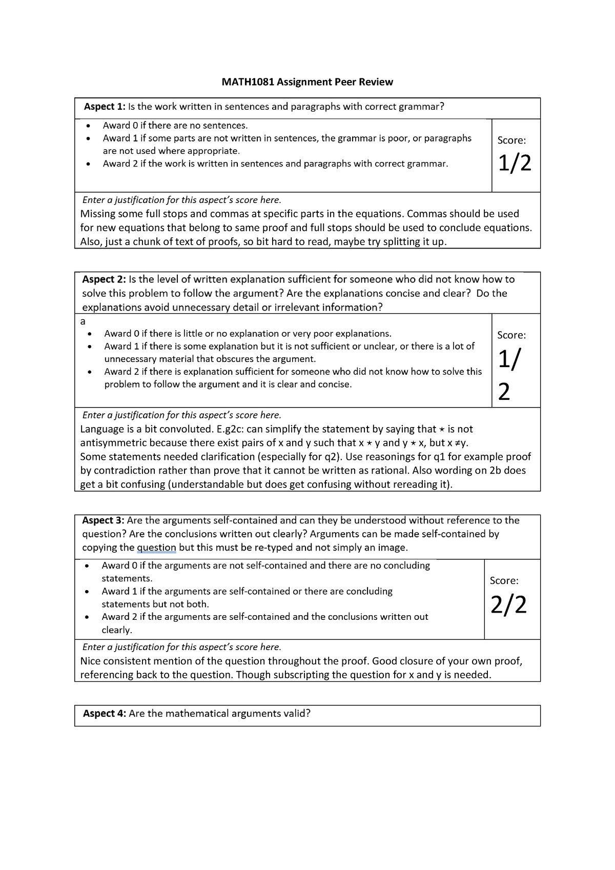 math1081 assignment peer review