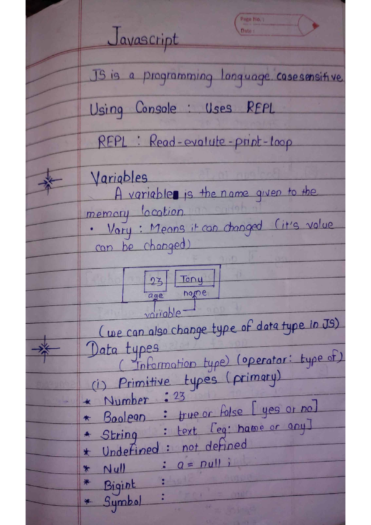 Javascript hand written notes 1713982405 - B.Tech CSE (2nd Year) - Studocu