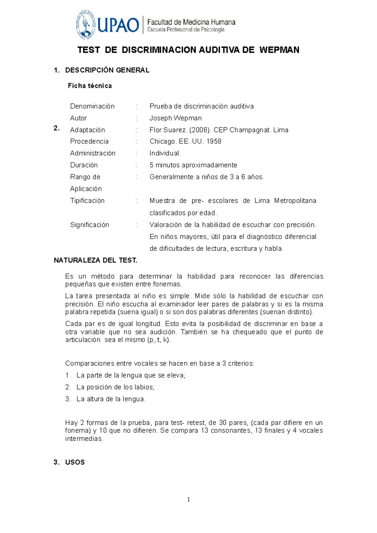 202010 26171010 - Formatos - TEST DE DISCRIMINACION AUDITIVA DE WEPMAN ...