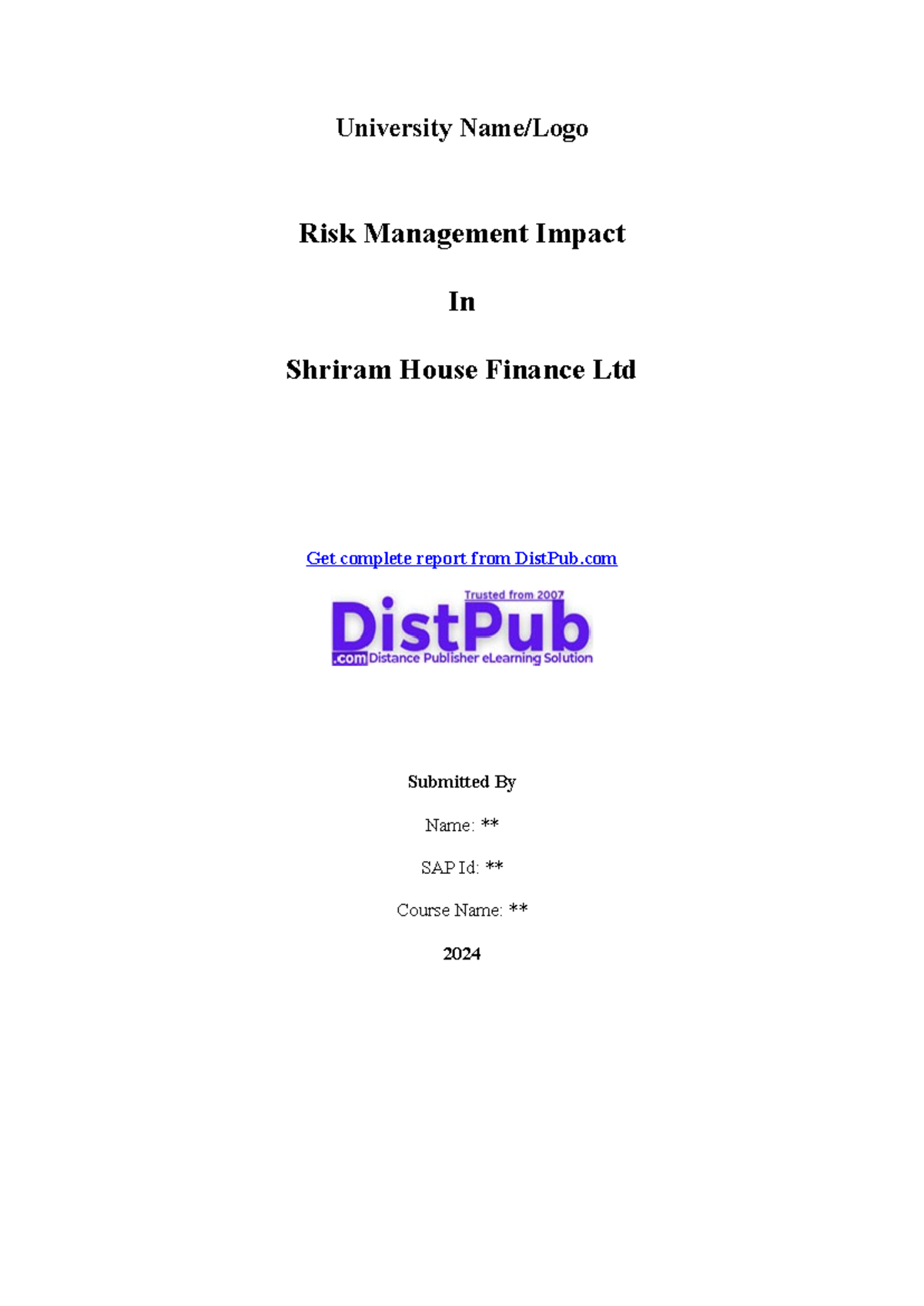 Project Report Introduction - Risk Management Impact in Shriram House ...