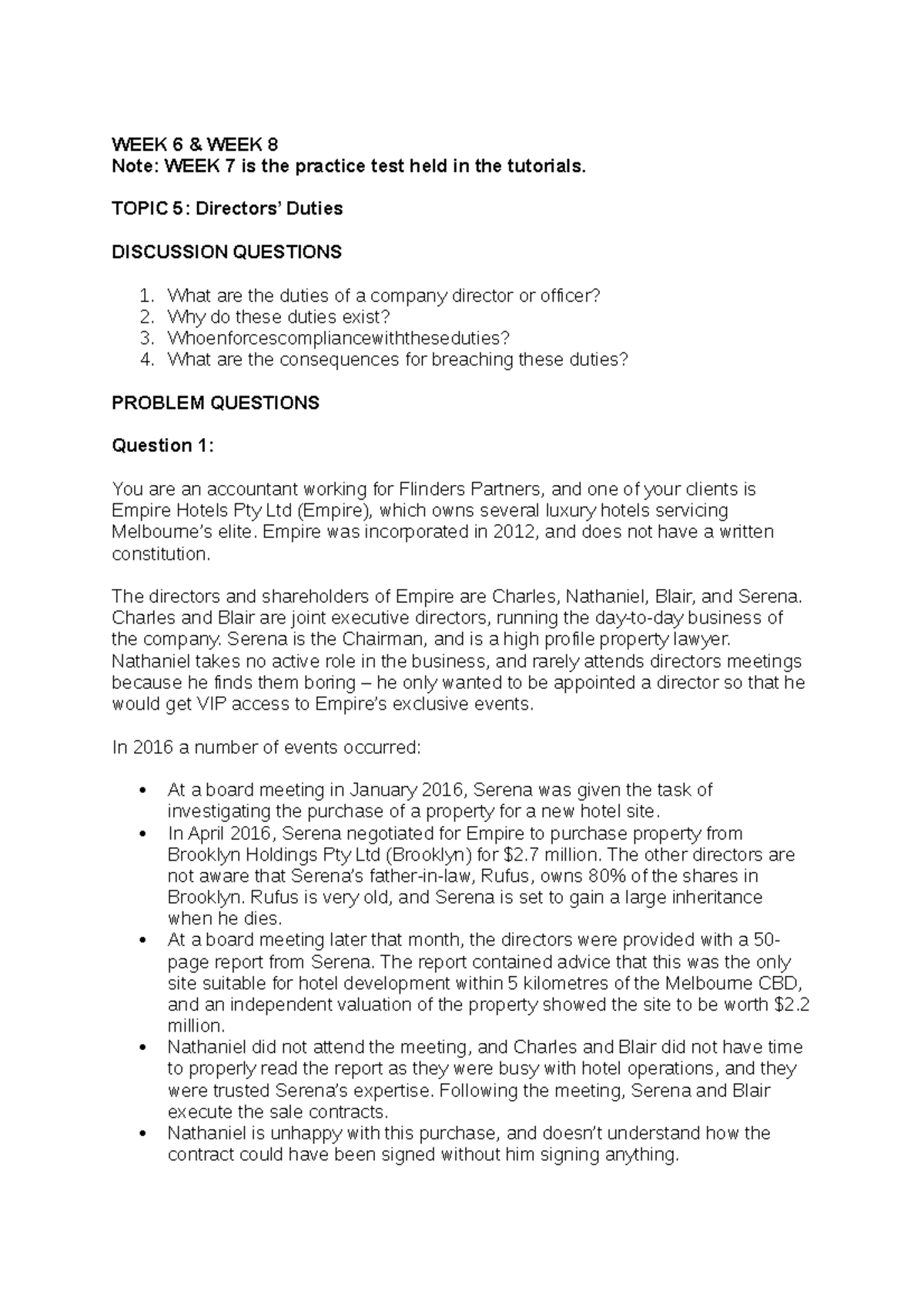 WEEK 6 & 8 - Note - WEEK 6 & WEEK 8 Note: WEEK 7 is the practice test ...