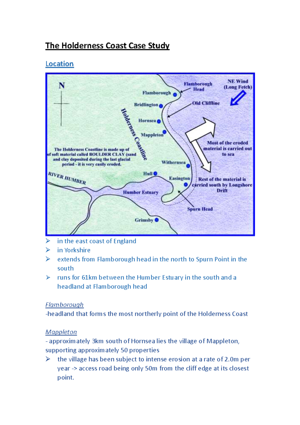 The Holderness Coast - The Holderness Coast Case Study Location Ø In ...