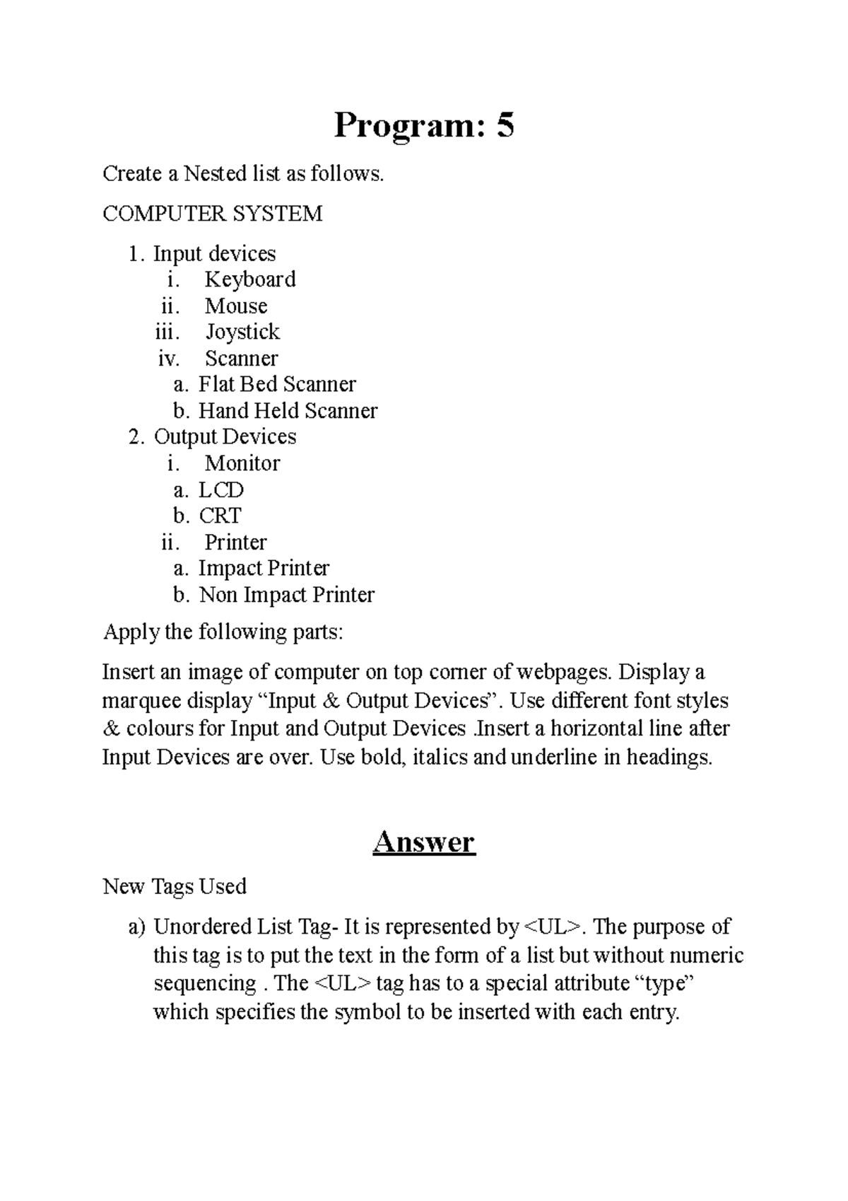 Program 5 - Please give as much additional information as possible ...