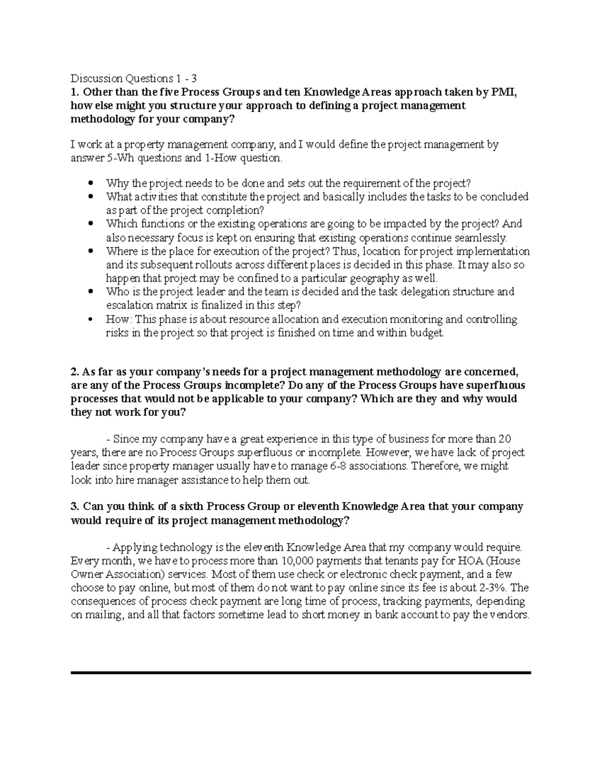 CTC 310 Assignment 2 Due 22 - Discussion Questions 1 - 3 Other than the ...