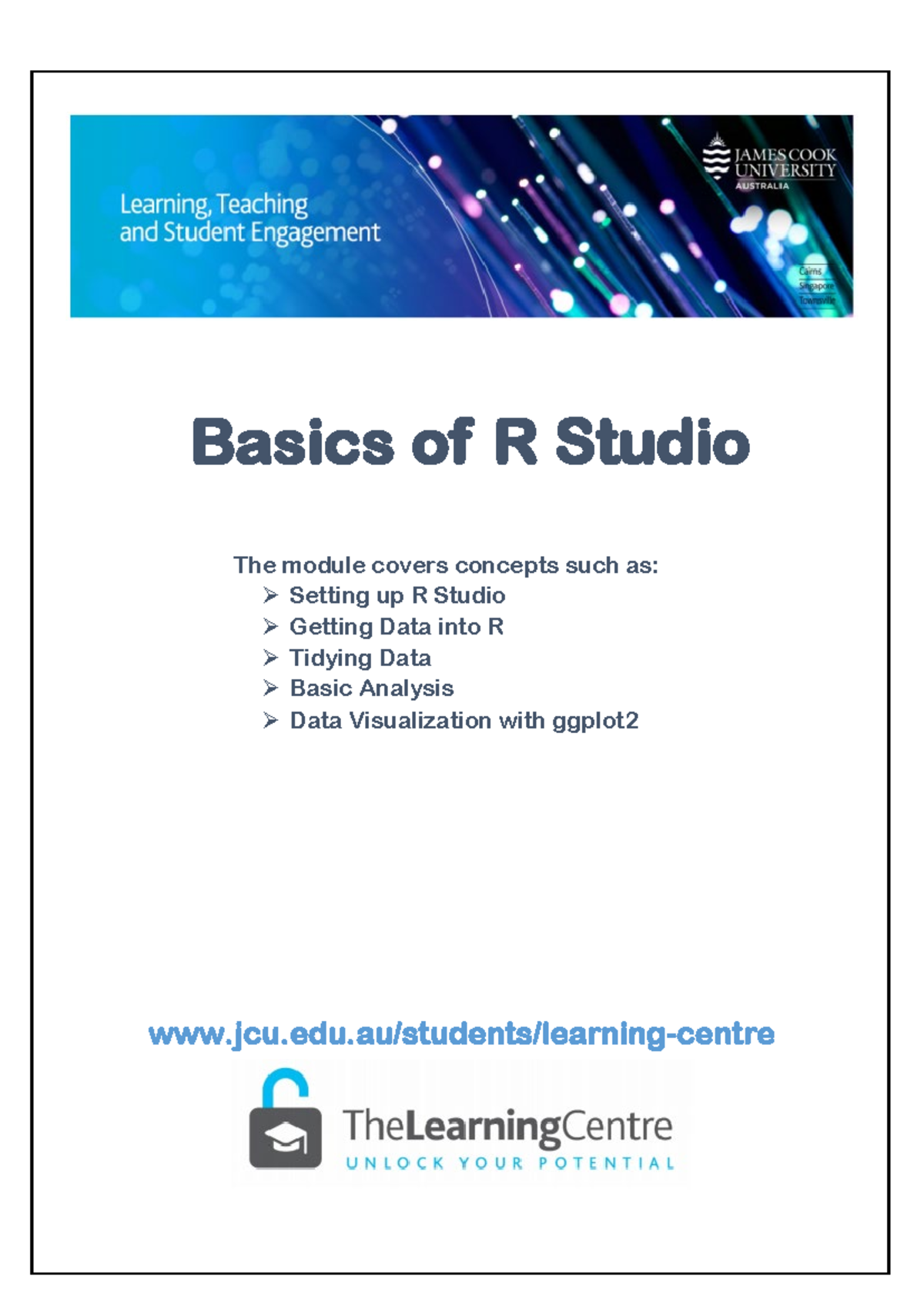 R-Studio-Basics for Lab 2024 - jcu.edu/students/learning-centre Basics ...