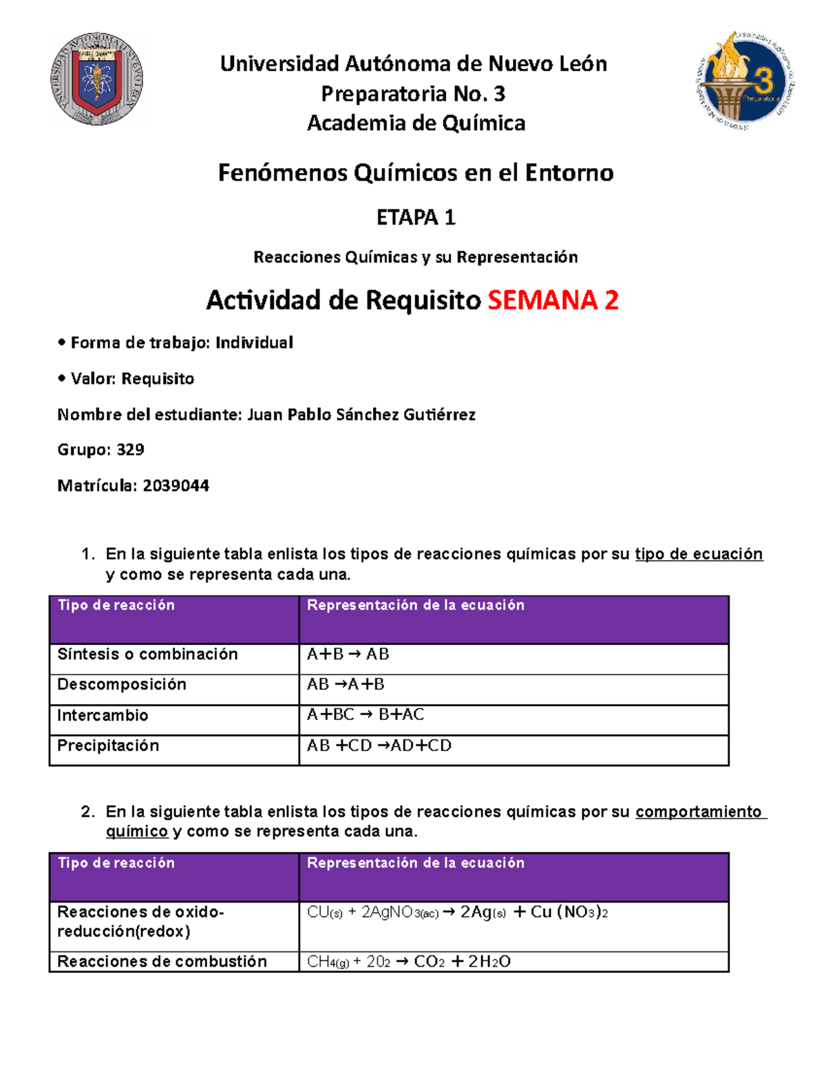 Requisito Semana 2 FQE - Etapa 1 - Universidad Autónoma de Nuevo León ...