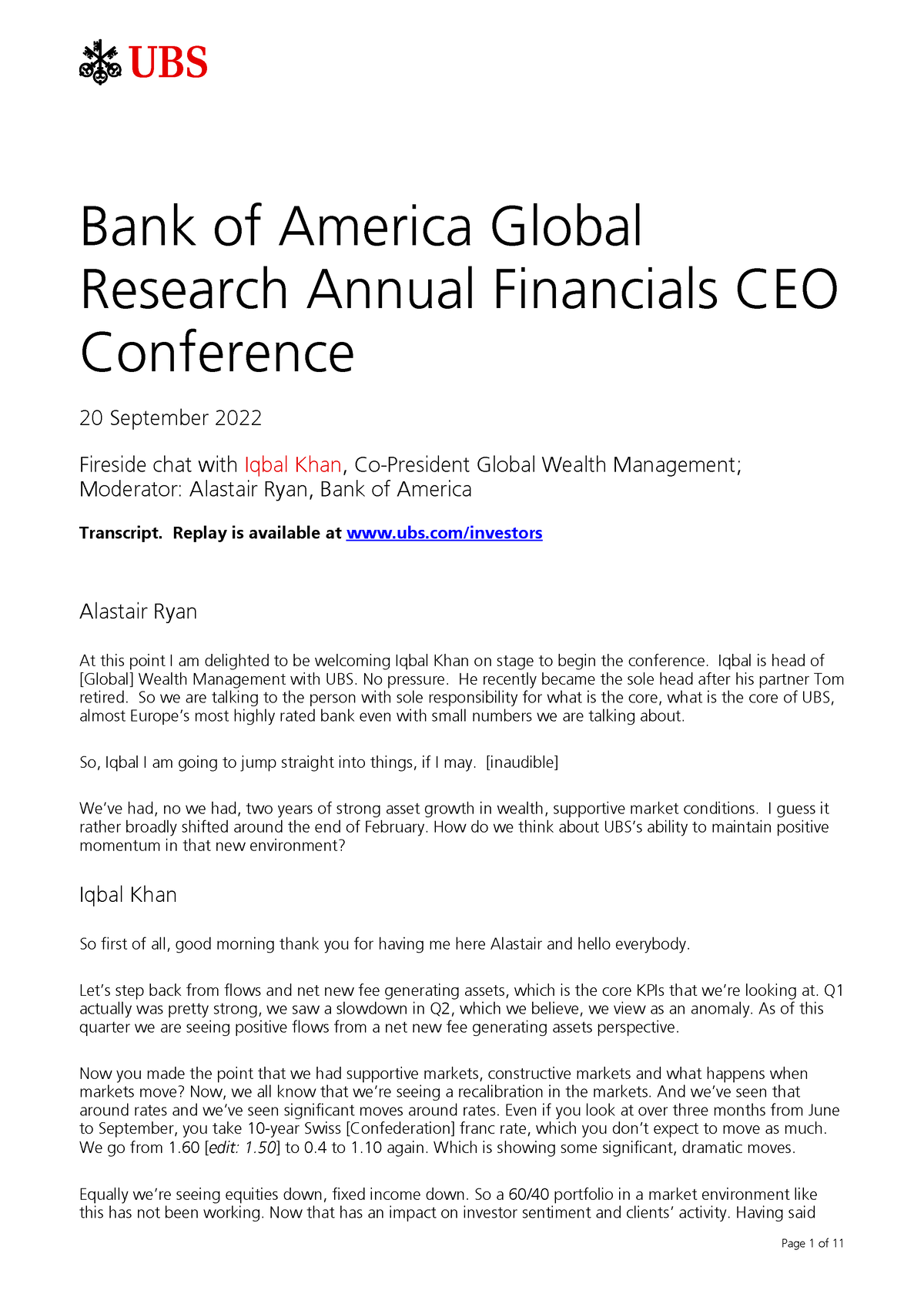 Bofa global research financials ceo conference ubs transcript september