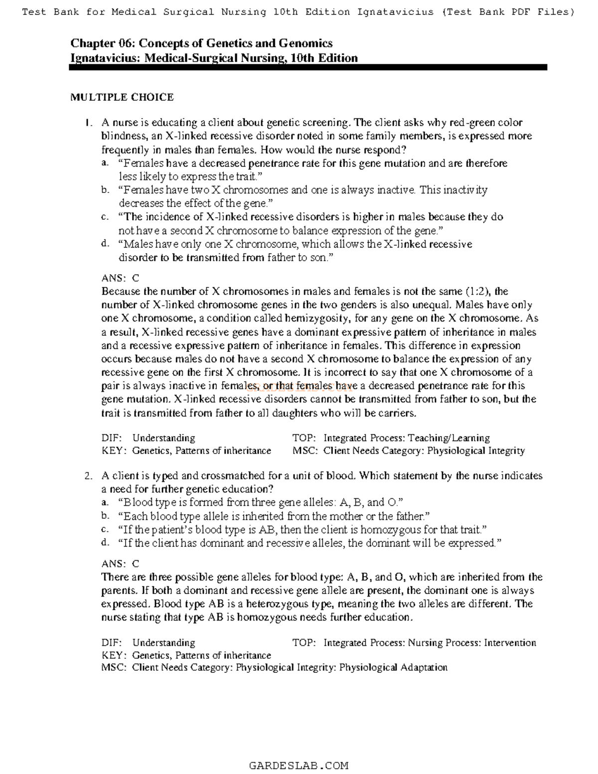 06 Test Bank Gradeslab Chapter 06 Concepts Of Genetics And