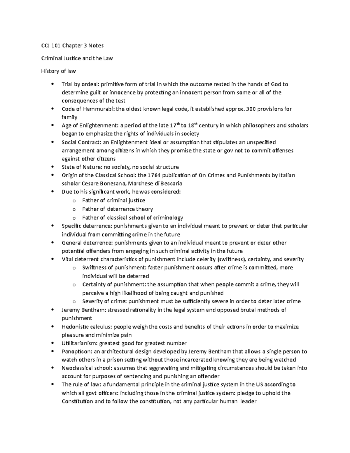 CCJ 101 Chapter 3 Notes - CCJ 101 Chapter 3 Notes Criminal Justice and ...