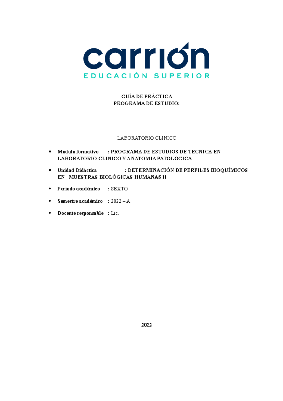 Practica Coprologico Funcional - GUÍA DE PRÁCTICA PROGRAMA DE ESTUDIO ...