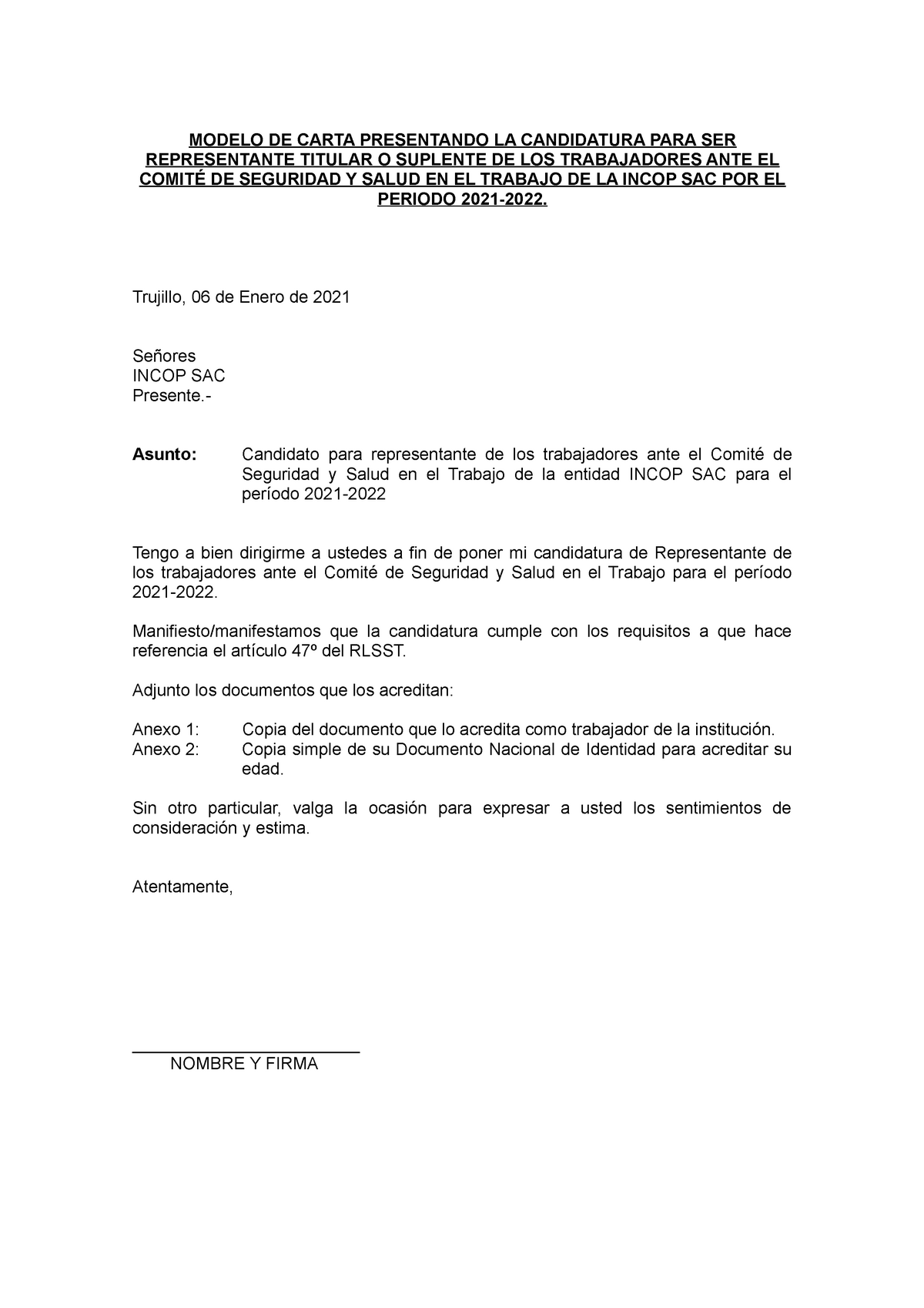 2. Carta presentando la candidatura-7 14 - MODELO DE CARTA PRESENTANDO ...
