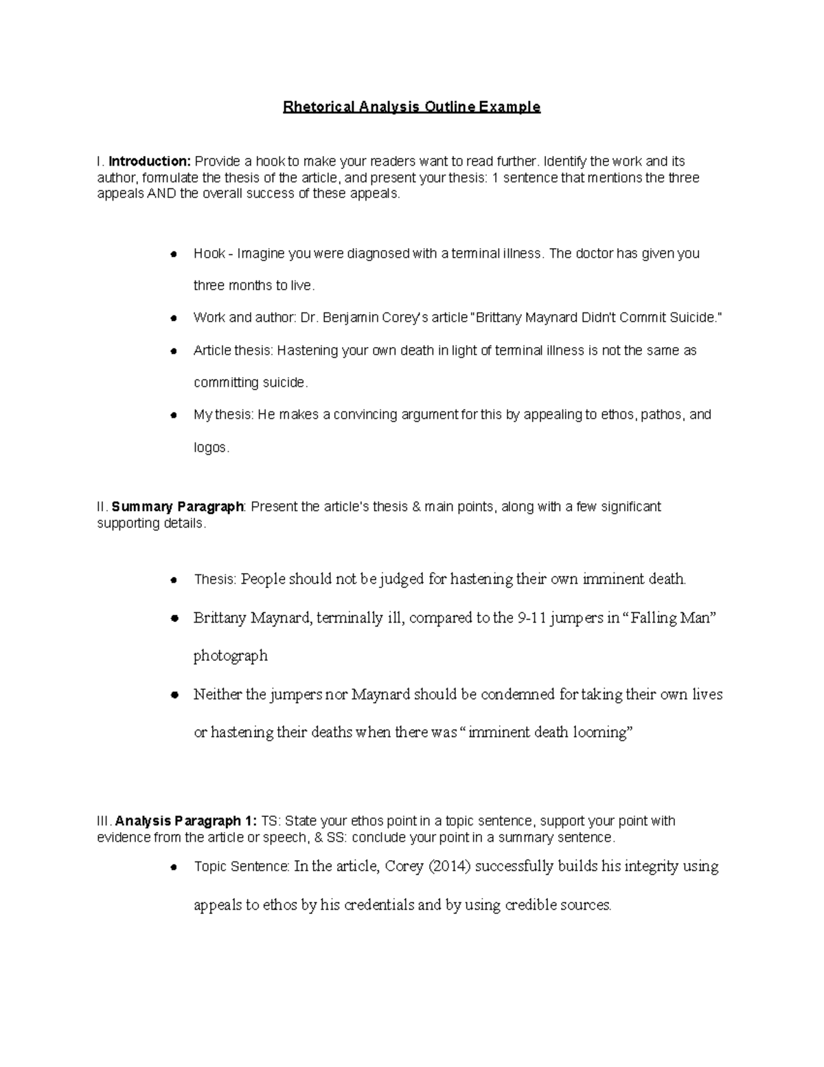 Argumentative Essay Outline - Rhetorical Analysis Outline Example I ...