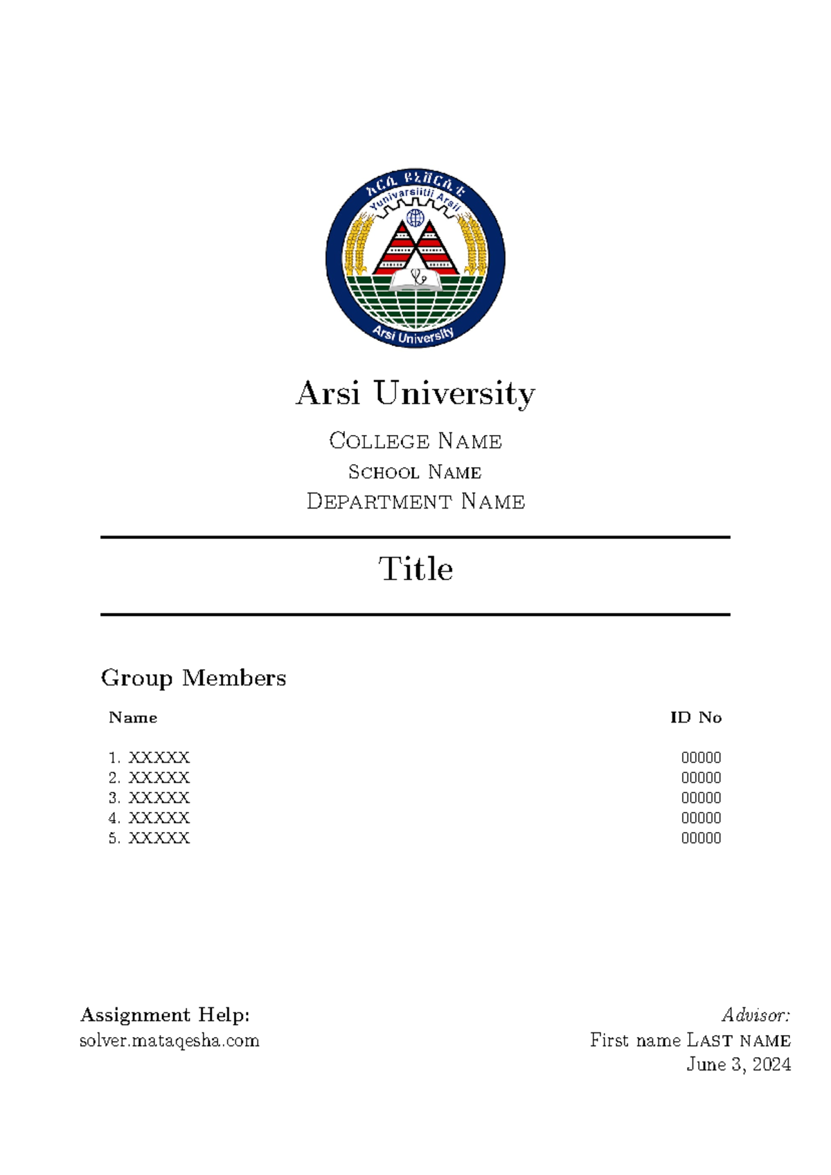 ARU cover template - food engineering - Arsi University College Name ...