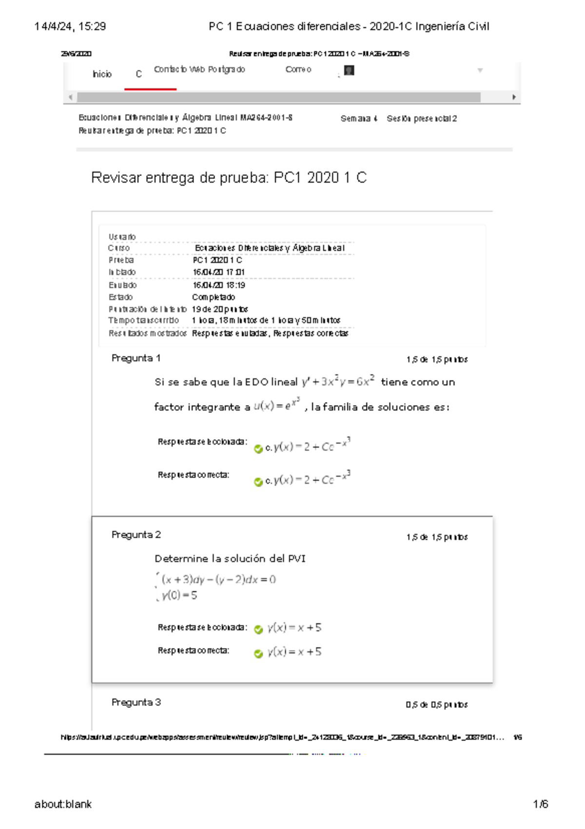 A - PC1 - 29/6/2020 Revisar entrega de prueba: PC1 2020 1 C – MA264 ...