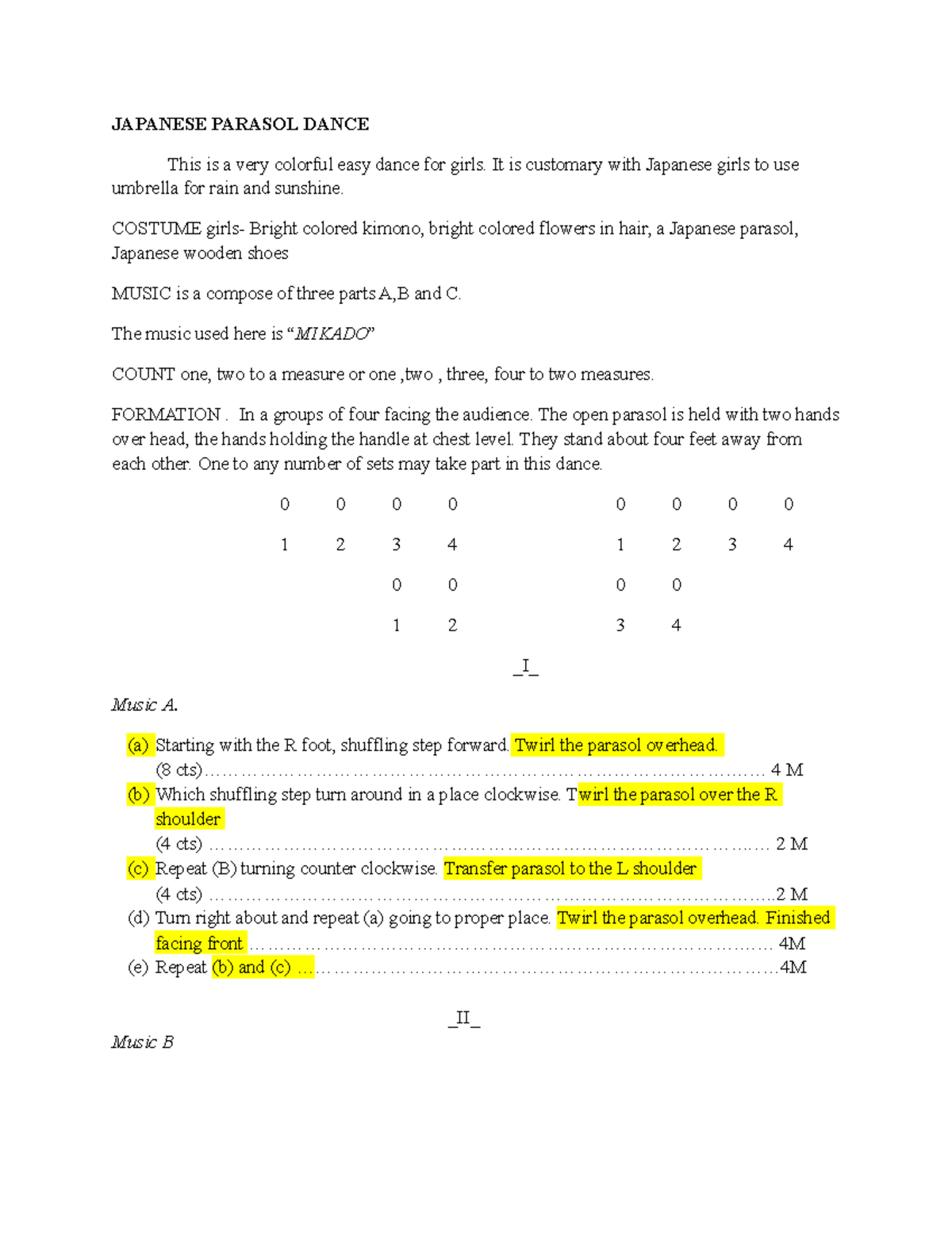 Japanese Parasol Dance Doc JAPANESE PARASOL DANCE This is a very