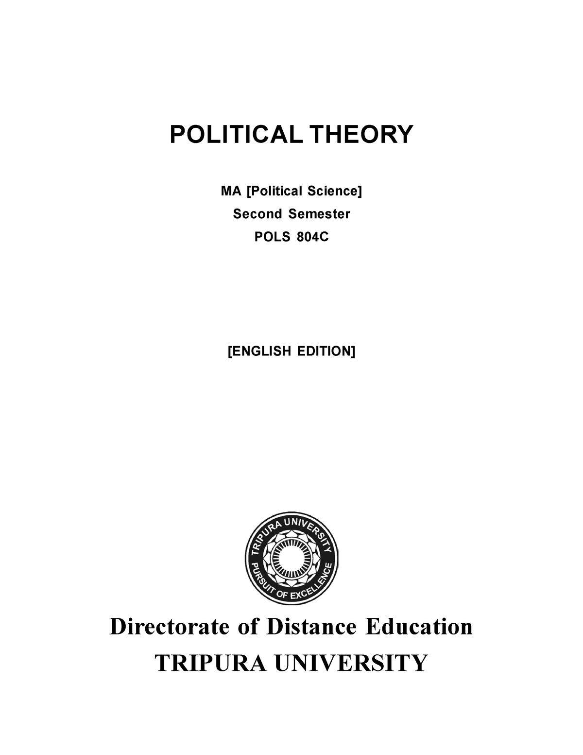 BA-1ST(Political Science)-Political Theory - POLITICAL THEORY MA ...