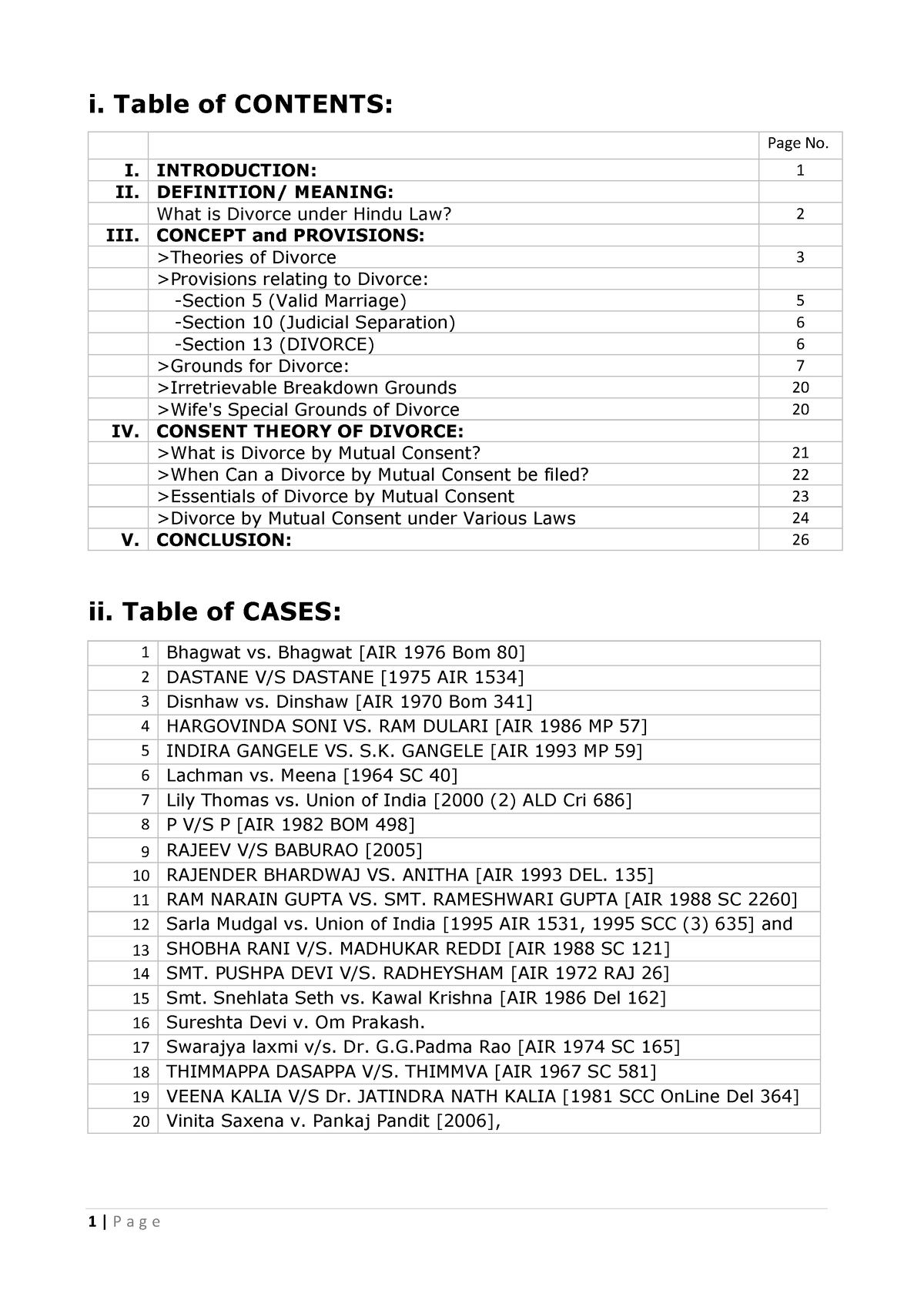 divorce-and-consent-theory-of-divorce-hindu-law-final-i-table-of