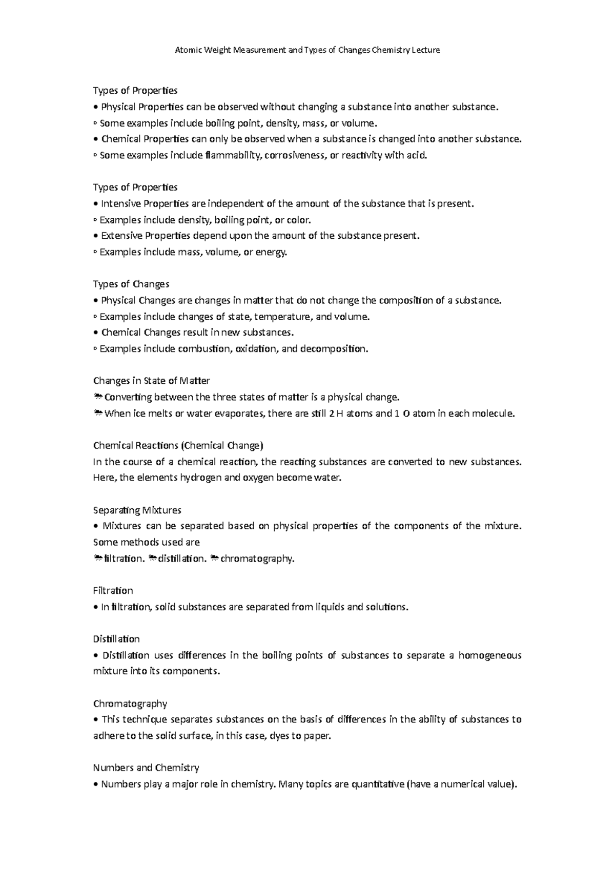 Atomic Weight Measurement and Types of Changes Chemistry Lecture - Some ...