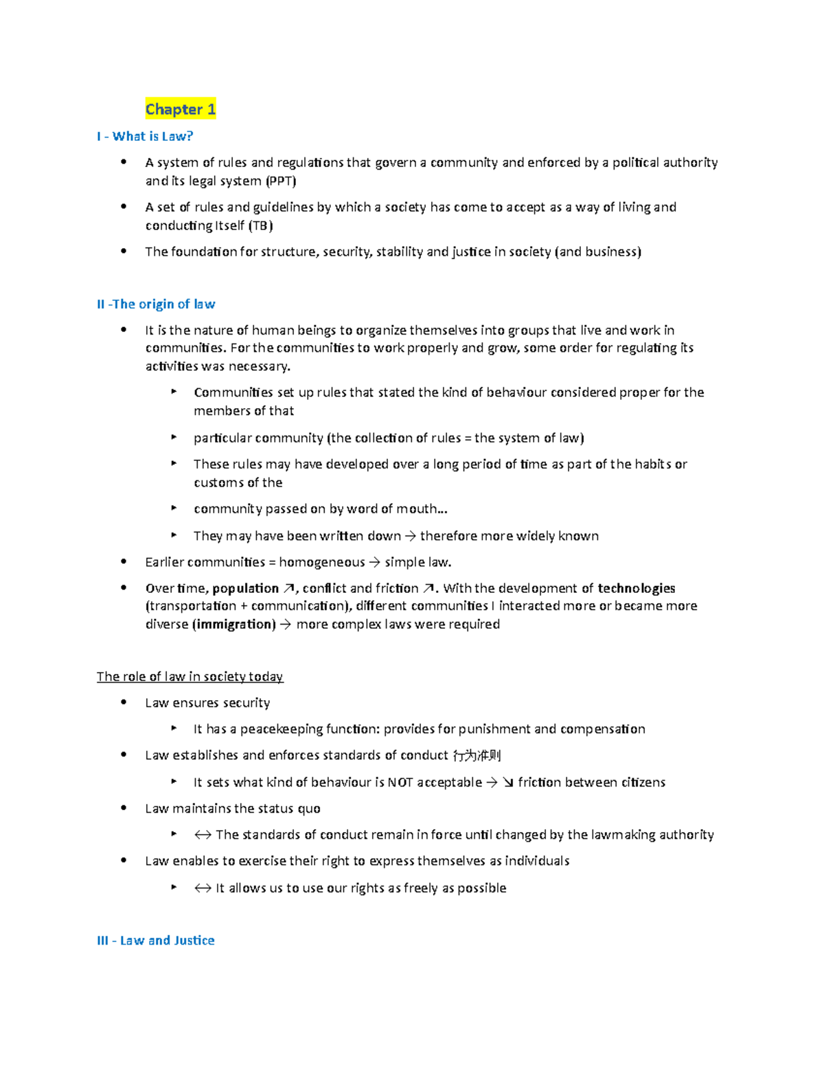 Comm 315 BUSINESS LAW & ETHICS Ch1 - Lecture notes 1 - Chapter 1 I ...