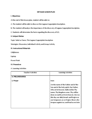 Lesson-PLAN Demo - N/A - DETAILED LESSON PLAN In (subject ...